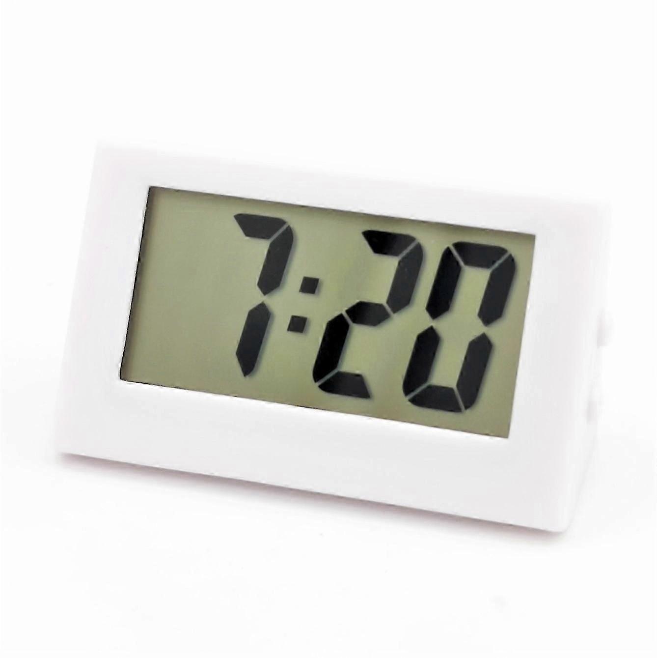 White Digital Clock, Small Clock, Mini, Usable as Car Clock or Table Clock, 5.6 x 3 cm, Rubber Coate