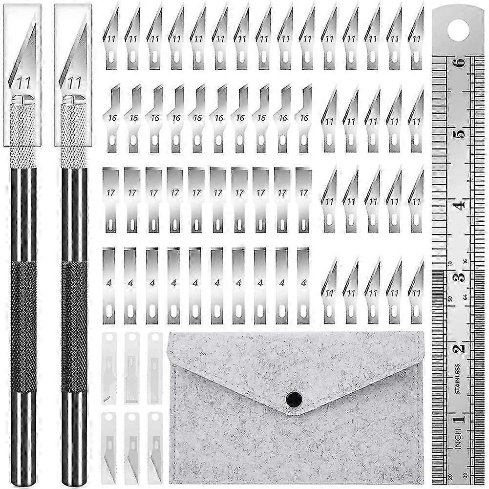 64 Pcs Exacto Knife Precision Craft Exigeant Hobby Knife Set avec lames, règle, ensemble de couteaux d’artisanat pour