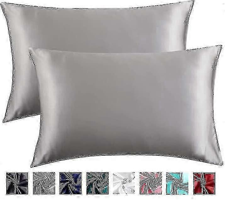 غطاء وسادة من حرير التوت 100٪ لصحة الشعر والجلد ، 51 * 76 سم (رمادي) f54