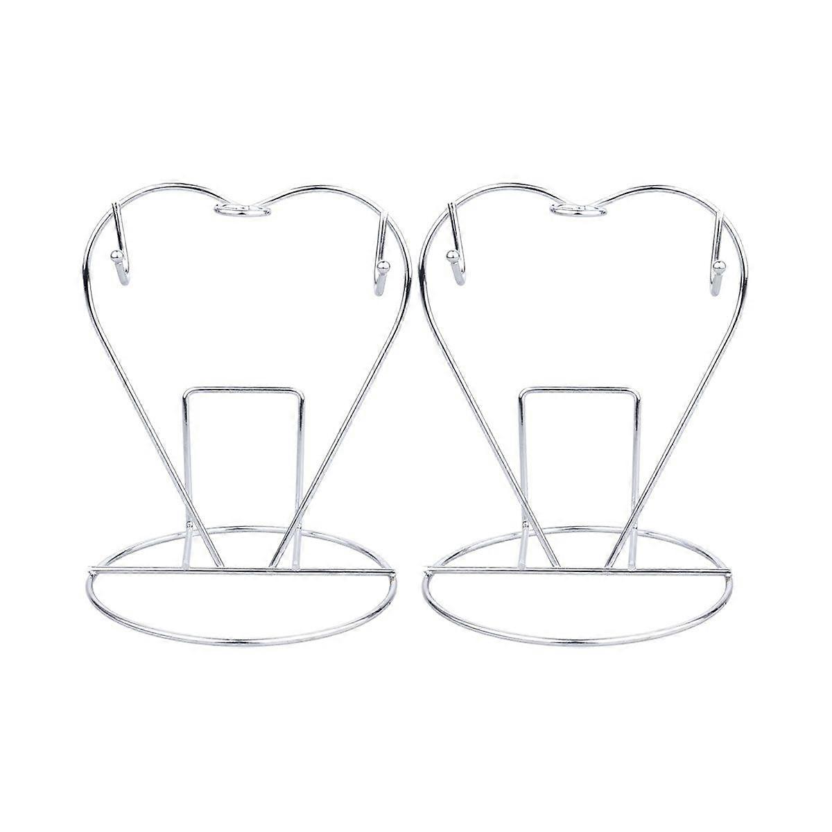 2 pezzi a forma di cuore tazze in acciaio inossidabile porta piatti tazze da caffè supporto appeso organizzatore da cucina scaffale di asciugatura (ciascuno per 2 tazze 2 piatti, argento)