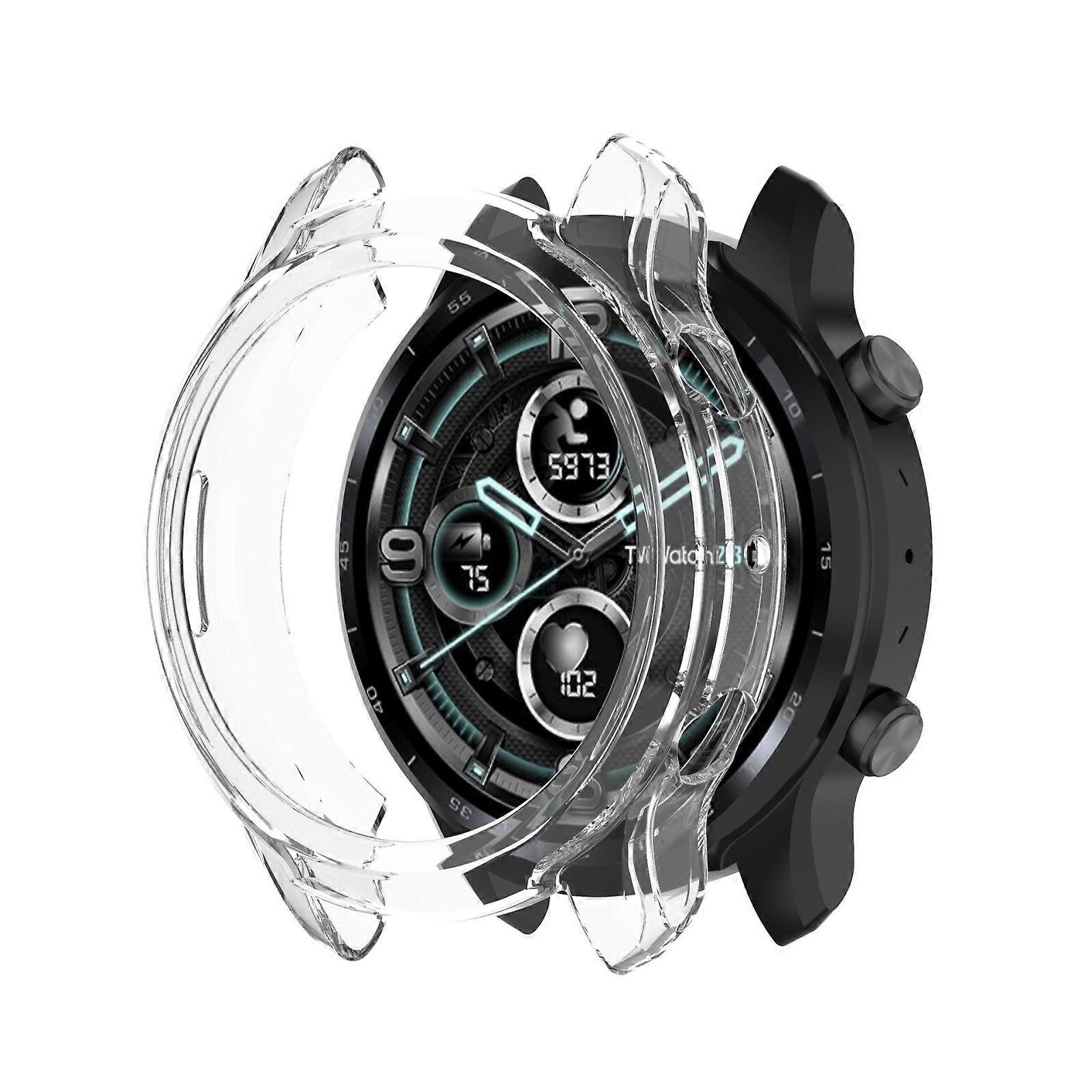 For Ticwatch Pro 3 Ultra TPU Color Transparent Half Wrapped Protective Shell