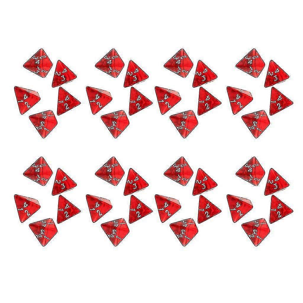 40/pack Red Gem Polyhedral Dices Set D4 Die Four-sided Dice For Table Games