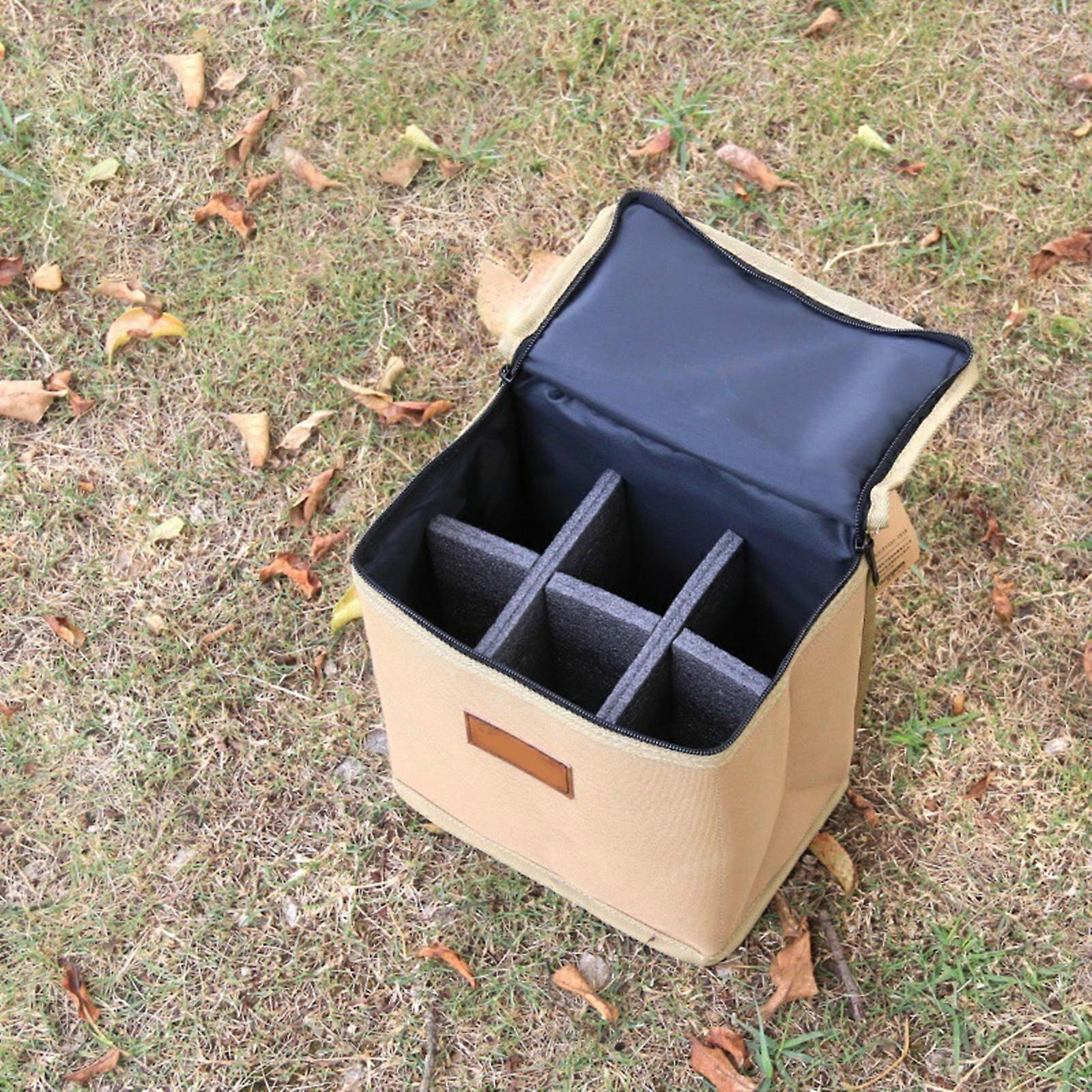 Outdoor Cassette Stove Gas Tanks Storage Bag Gas Stove Canister Pot Carry Bag Camping Baking Pan Cookware Storage Bag  Khaki S