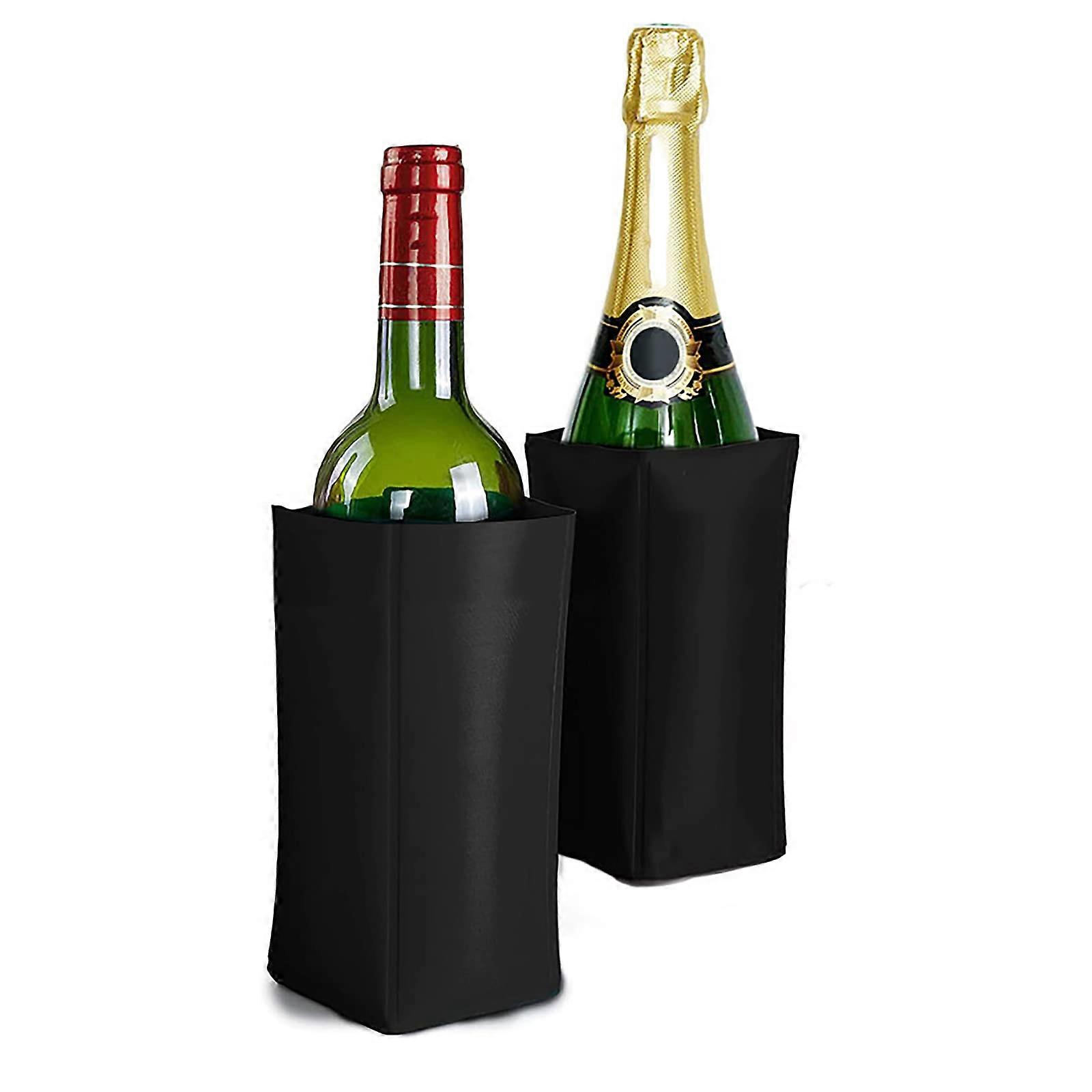 2pcs wine cooler wine bottle wine bottle cooler ice pack adjustable bottle winding wine cool and refreshing red white champagne or foam (black)
