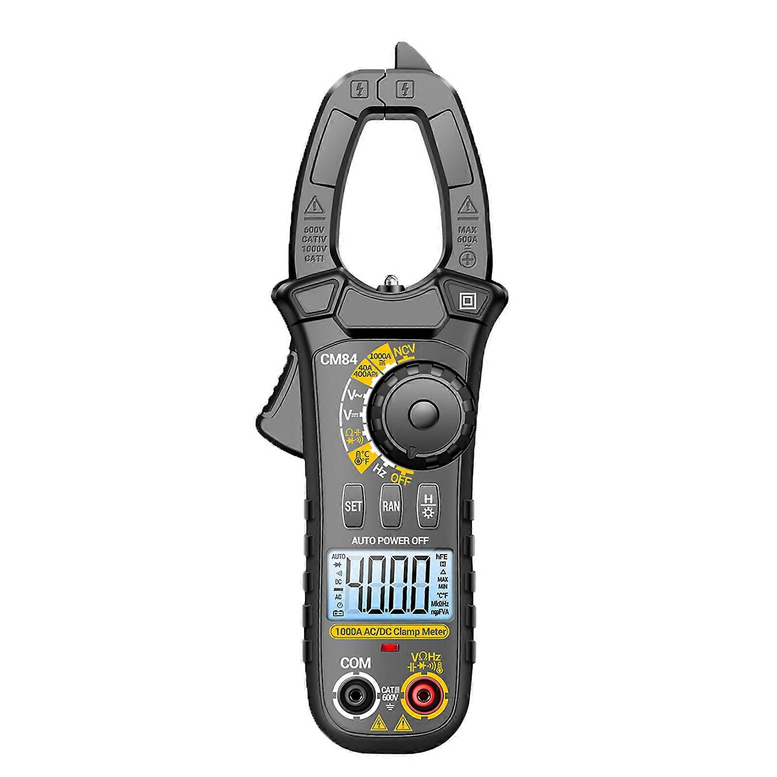 Multimeter for Resistance Capacitance Frequency Diode Test Voltage Current Tester Clamp Meter with Backlit  Black