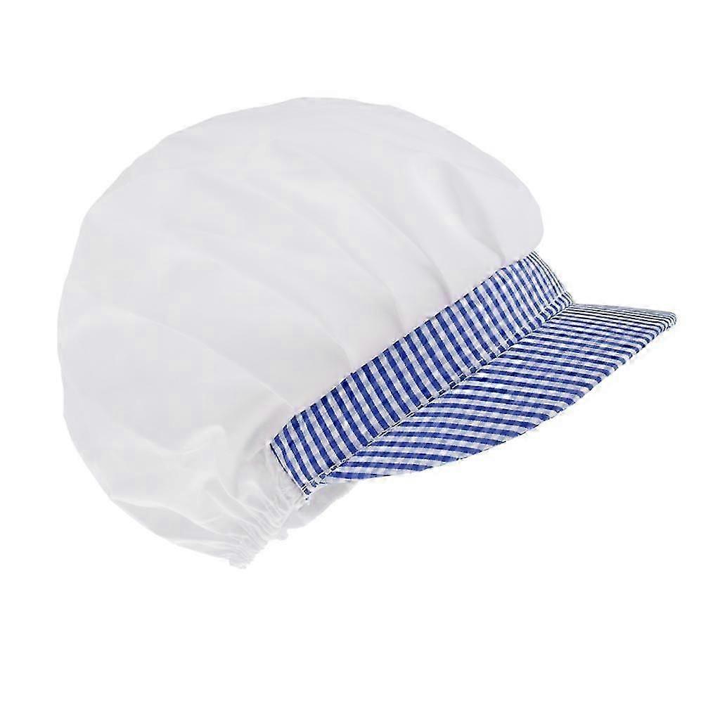 Chef Hat Traiteur Hair Net Net Workshop Net Cap Blue Grid-c