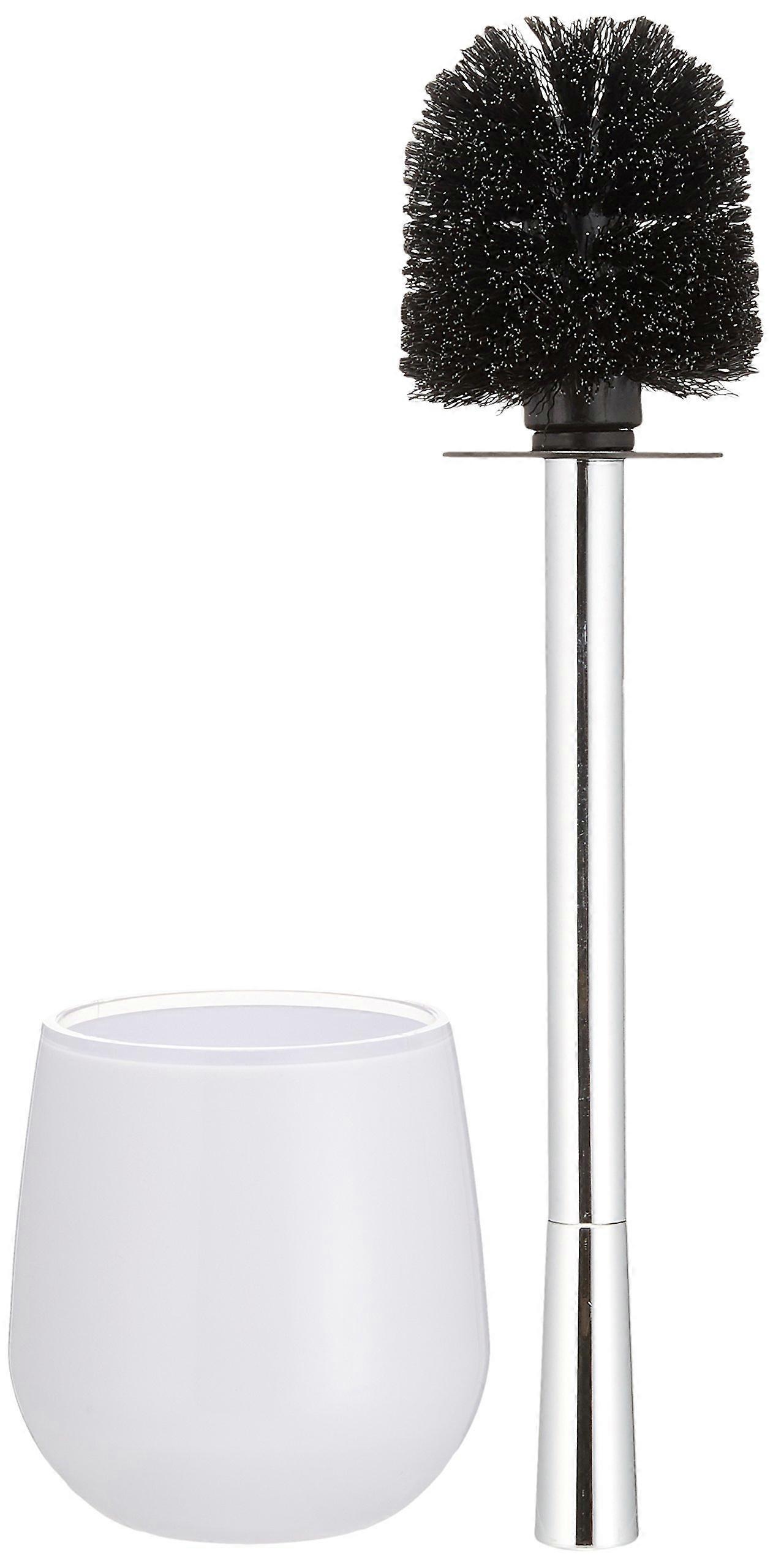 White Toilet Brush Set for Bathroom Cleaning - Durable Plastic Handle, Easy Grip, Compact Size, Modern Design