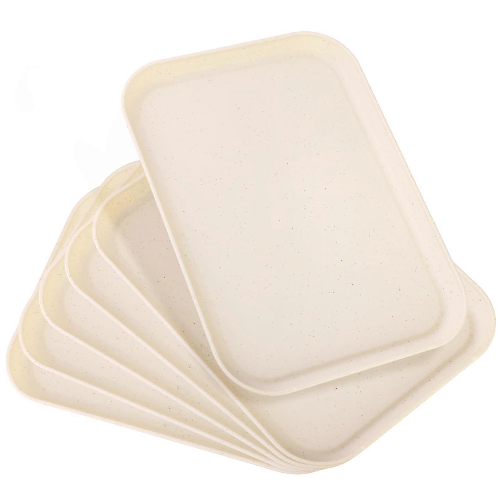 6 pcs Plastic White Reusable Serving Tray for Kitchen Pantry Organization 15' x 10'