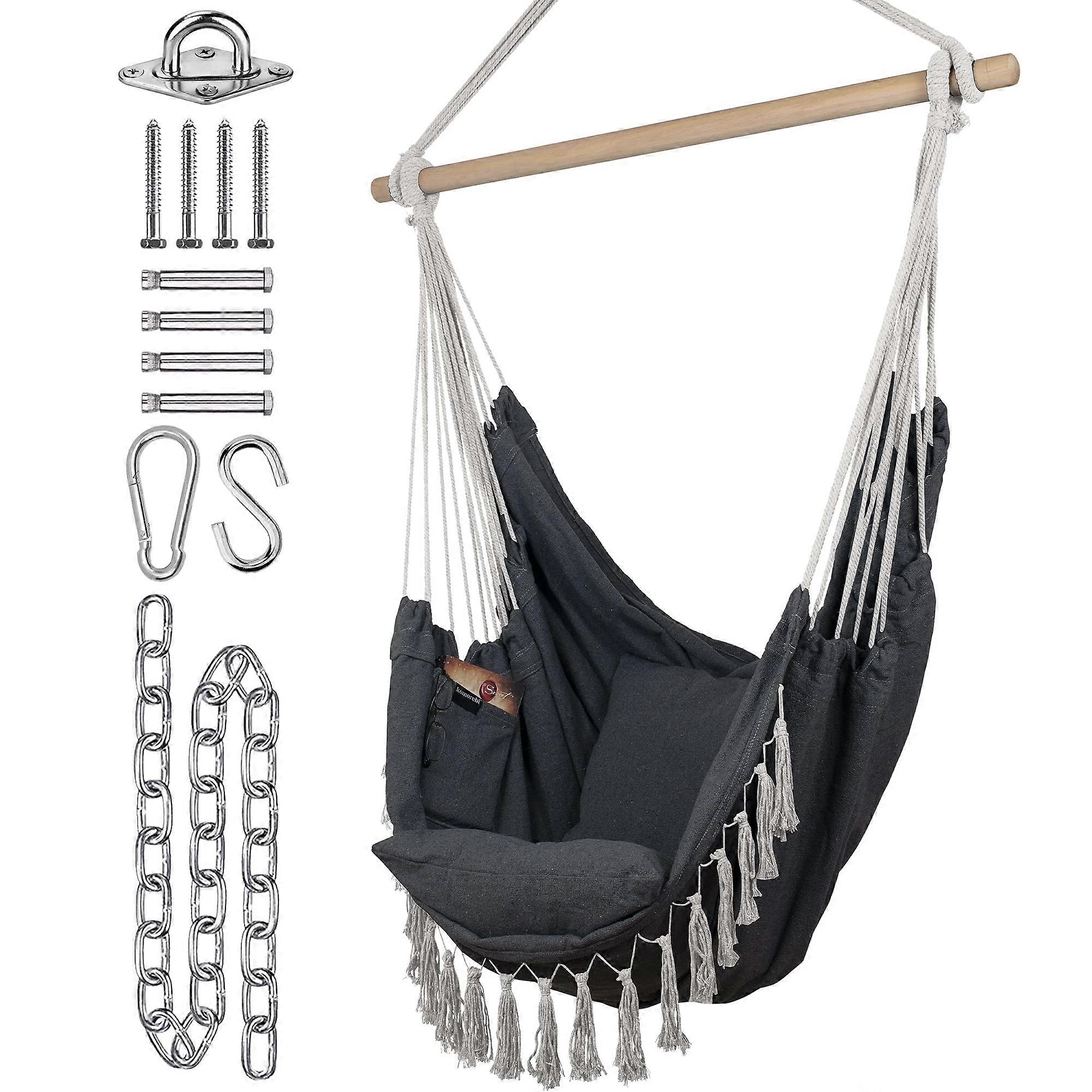 Grey Soft Hammock Chair for Indoor Relaxation 60' x 47'