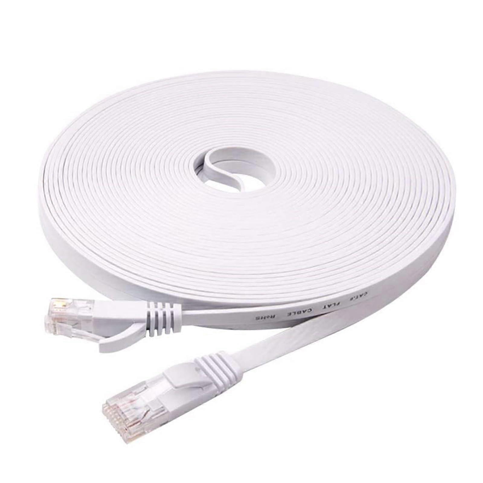1m 2m 300cm 5m 10m 15m Cable CAT6 Flat Ethernet Cable RJ45 Patch LAN CAT 6 Network Cable Fit Compatible Computer Router(White,10M)