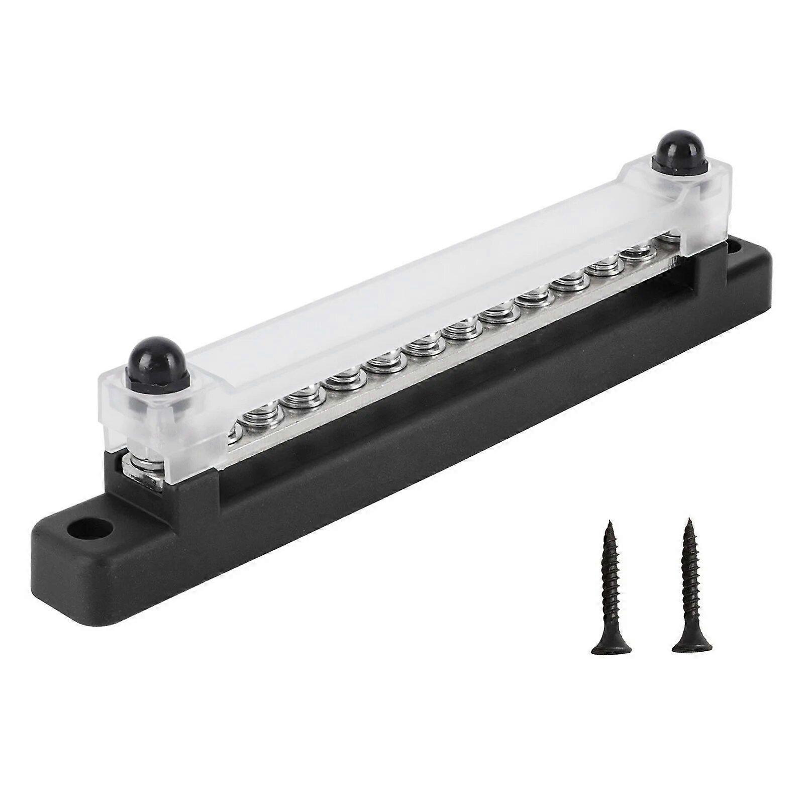12V Terminal Block Buss Bar 1/4 Inch M6 Stud 150A Electrical Power Distribution Block Bus Bar for Truck Boat Camper RV Caravan