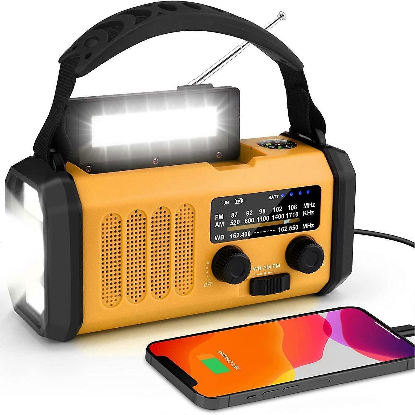 10000mah Emergency Radio - Solar Hand Crank Radio with 3-Mode Flashlight, AM/FM/NOAA