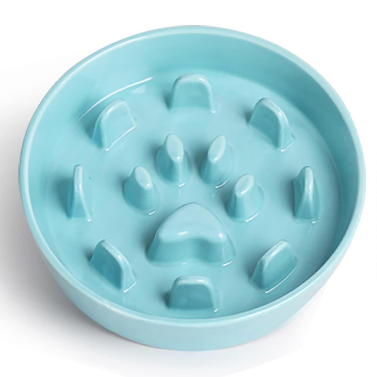 Slow Feeder Dog Bowls Ceramic Turquoise Fun Slow Eater Bowl for Small Medium Breeds Durable Non-Slip Design