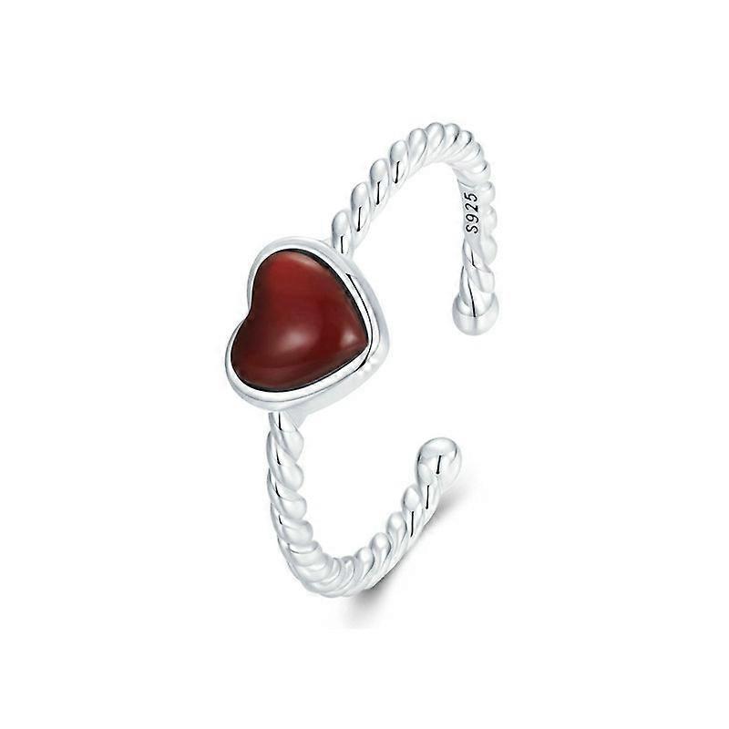 S925 Sterling Silver Agate Love Adjustable Open Ring BSR525-E