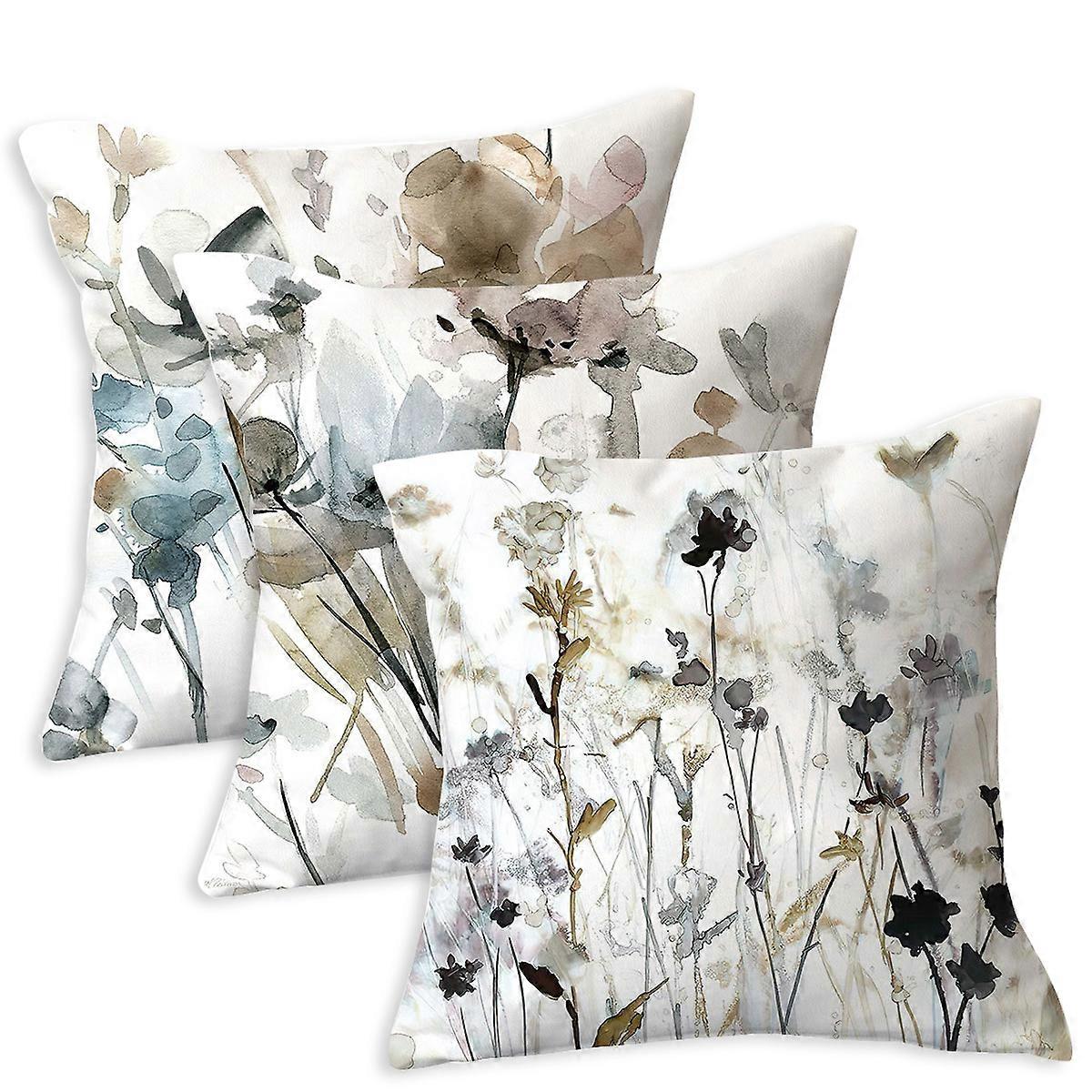 Conjunto de 3 Capas de Almofada Decorativas para Sofá Quadrado Capa de Almofada para Sofá Sofá Sala de Estar, 18"x18" polegadas