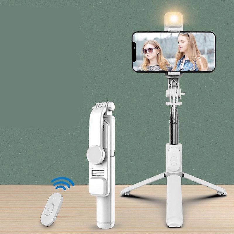 New Q02S Wireless Bluetooth Selfie Stick Tripod Foldable Monopod with Fill Light Bluetooth Shutter for Iphone Android Smartphone