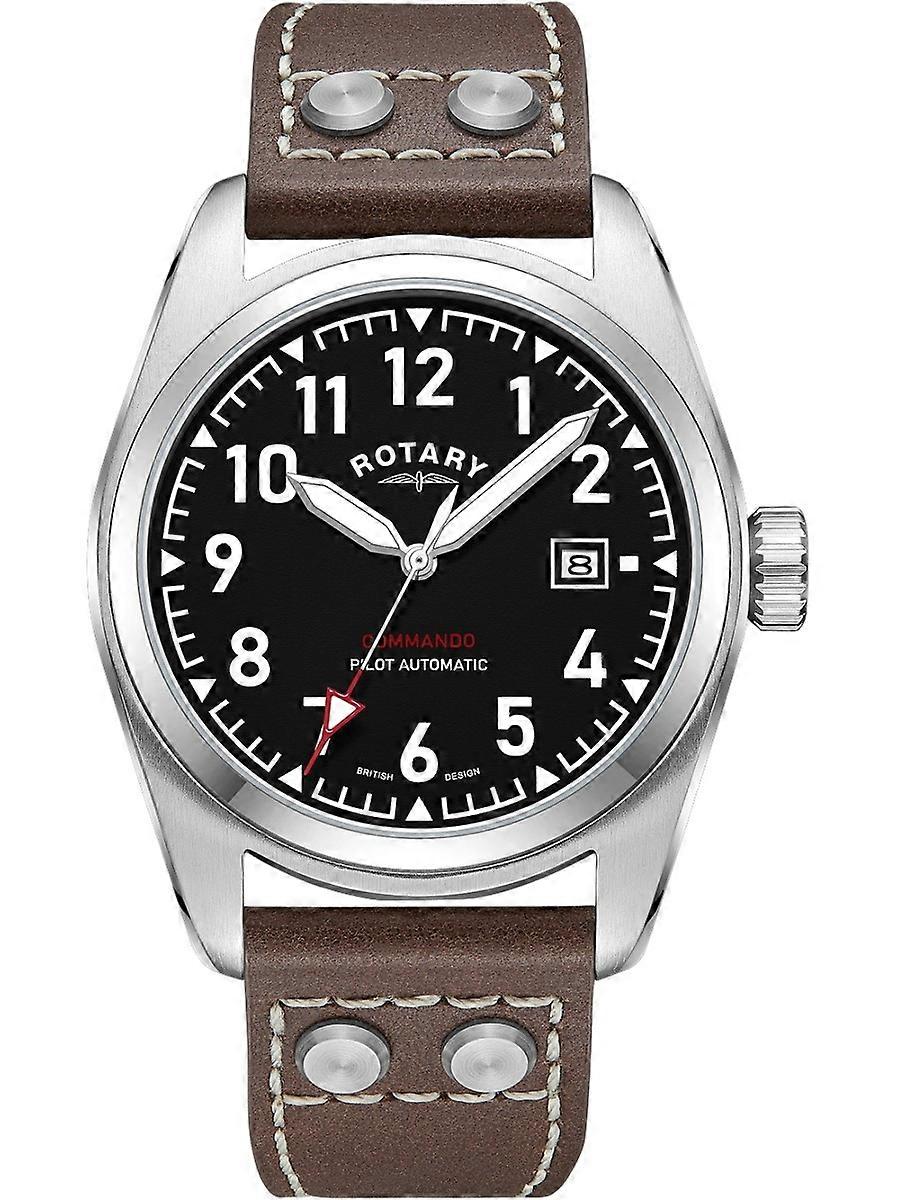 Rotary Brun Äkta Läder GS05470/19 Herrklocka