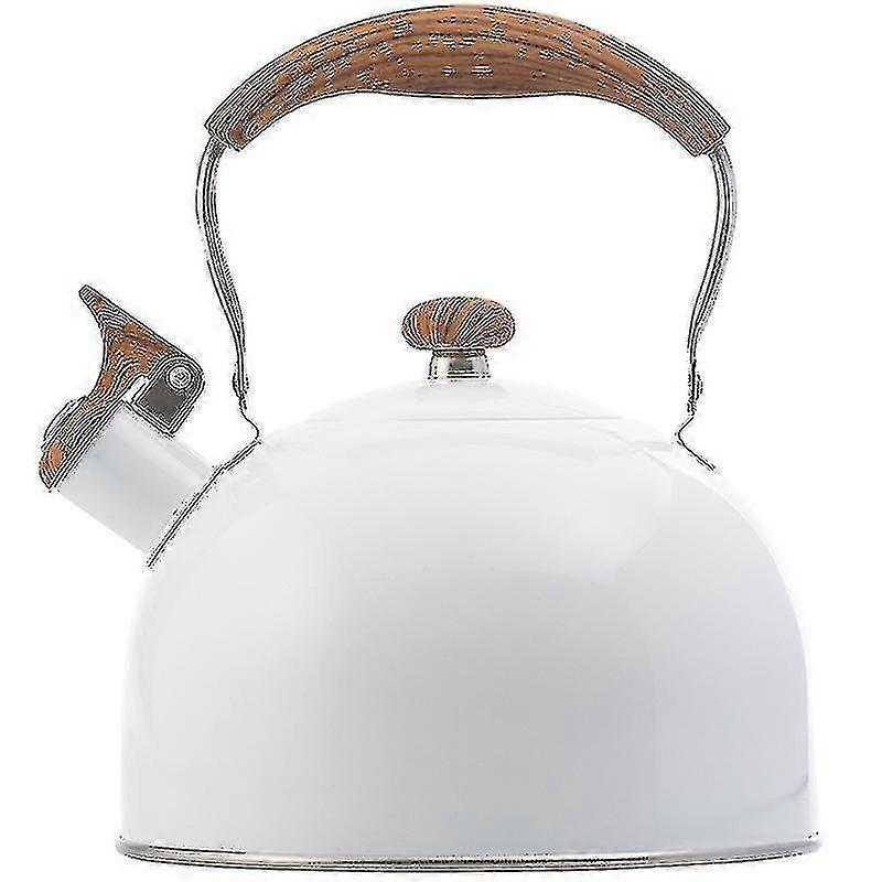 Bule de apito de aço inoxidável 2.5l Bule de qualidade alimentar para fazer chá fervendo Compatível com fogão a gás Fogão de indução - Branco