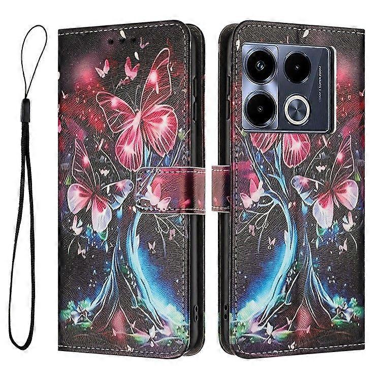Leather Case For Infinix Note 40 Pro+(Plus)/ Note 40 Pro 5G/ 4G Pattern Printing Wallet Phone Cover with Lanyard