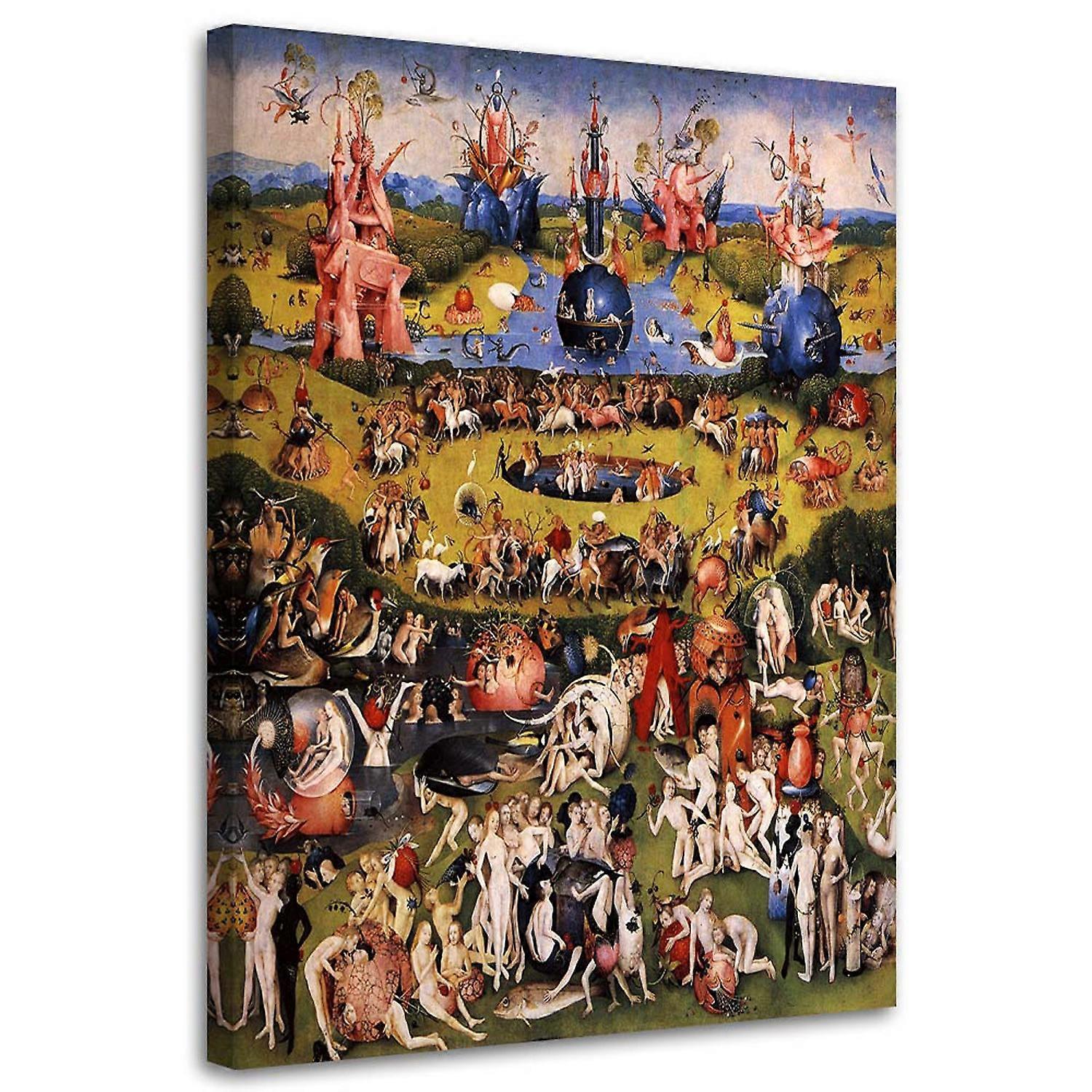 Quadro su tela, Giardino dell'Eden - riproduzione di H. Bosch - 80x120