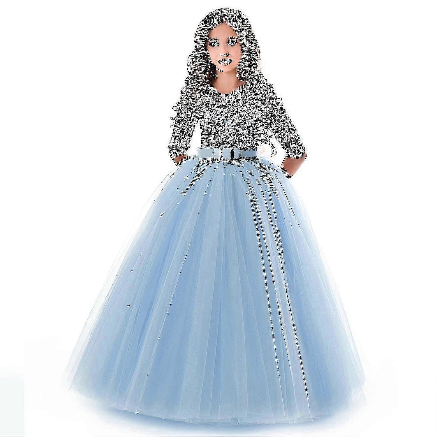 Kızlar Dantel Uzun Balo Önlükleri Nedime Çocuk Elbiseleri Kızlar Için Gençler Kız Parti Elbise Çocuklar Prenses Akşam Resmi Düğün Vestido