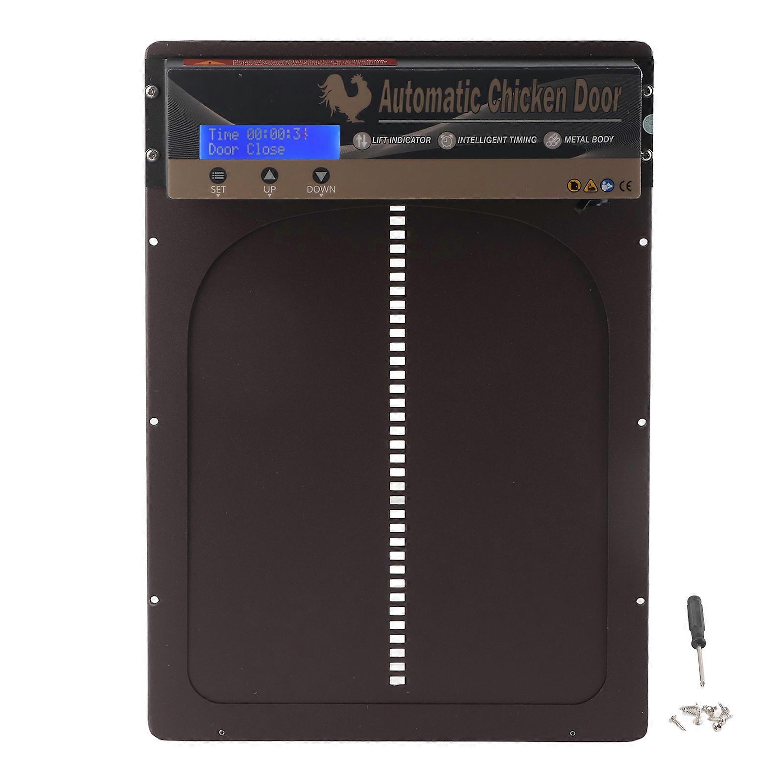 Automatic Coop with Timer Aluminum Alloy LED HD Display Battery Powered Auto Chicken Door for Farm