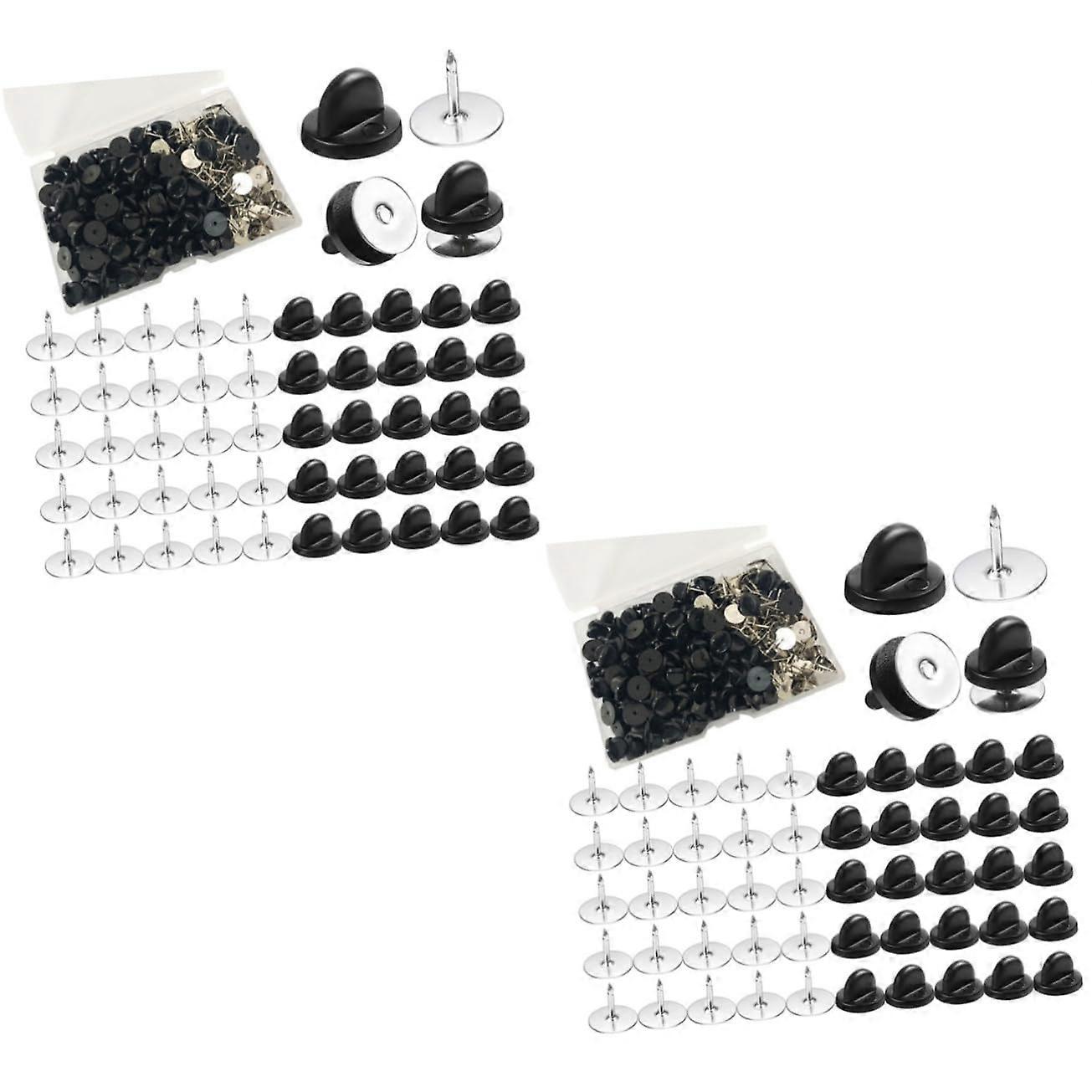 Multipurpose Pin Back Replacement Flat Round Pins - 2 Boxes of Rubber Brooch Making Clips for DIY Accessories