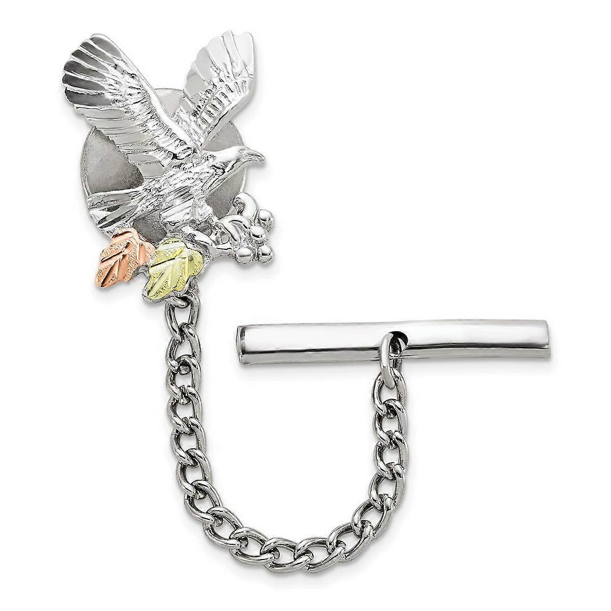 925 Sterling Silver Polished and satin and 12k Eagle Pin Tie Tack 20x12mm Wide Brooches and-Pin for Men