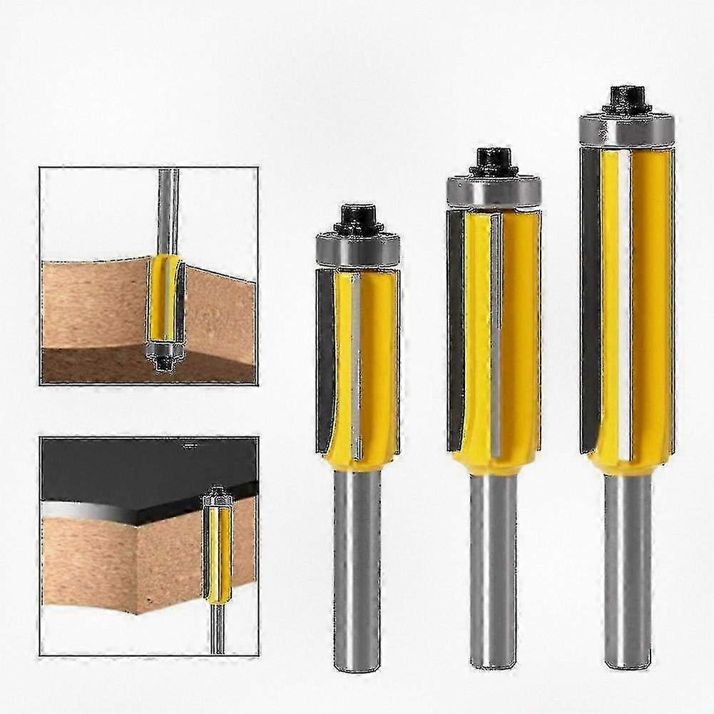 Set of 1 to 3 Pieces 8mm Shank 4-Blade Trimmer Router Bit Woodworking Milling Cutter Tool for Various Brand Use