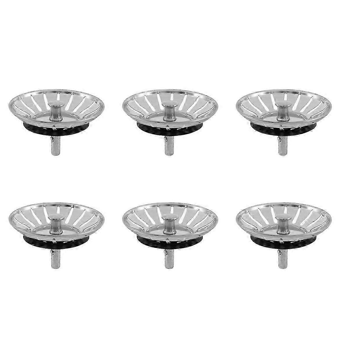 6 Pack Stainless Steel 78mm Kitchen Sink Strainer Stopper Waste Plug Filter