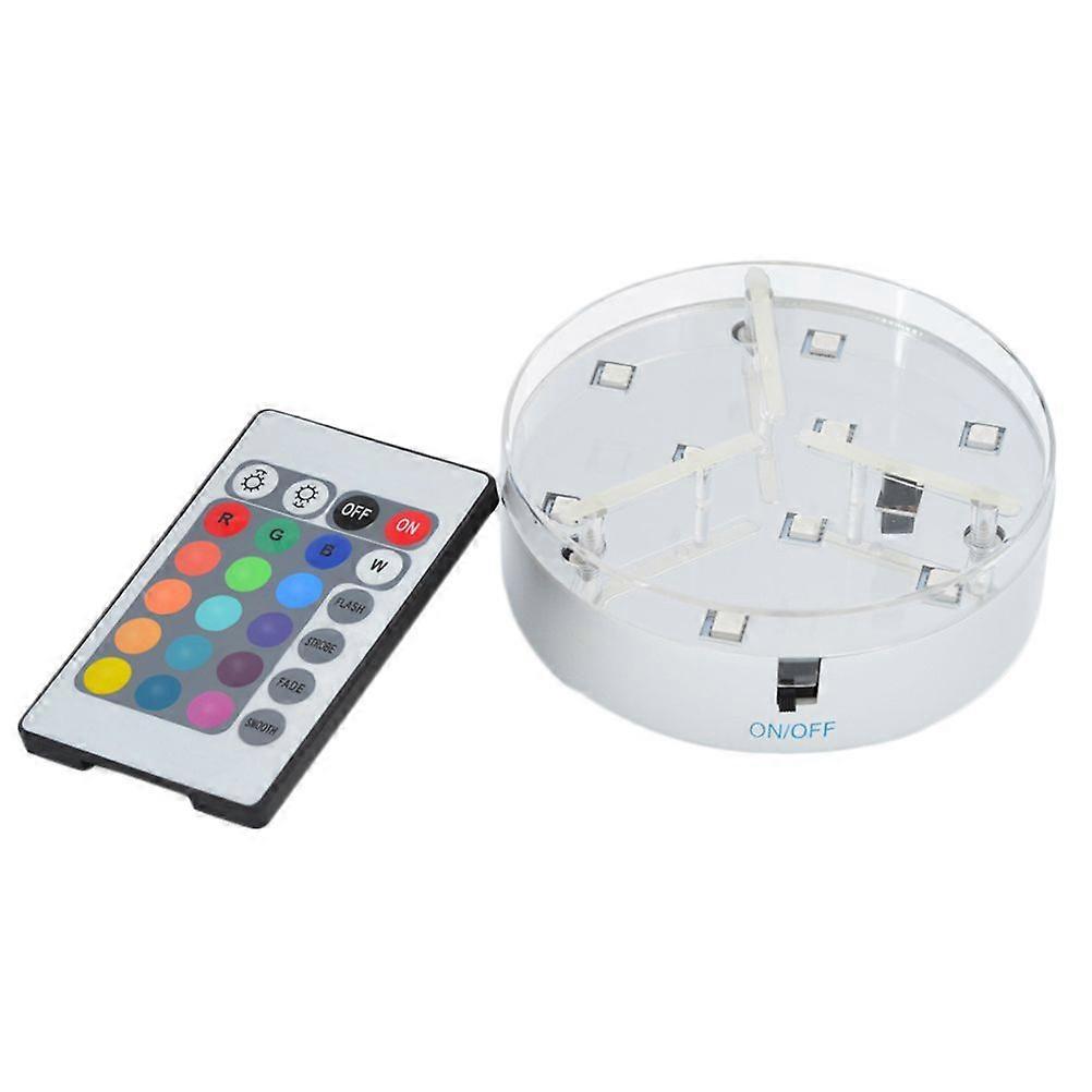 10CM RGB LED Display Stand Color Changing Vase Round Base Holder without Battery for Wine Goblet Crystals Glass Art