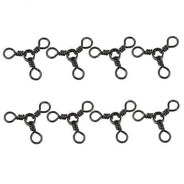 6x6/8/10pcs 3 Way Rolling Barrel Swivels Solid Rig Fishing Line Connector B