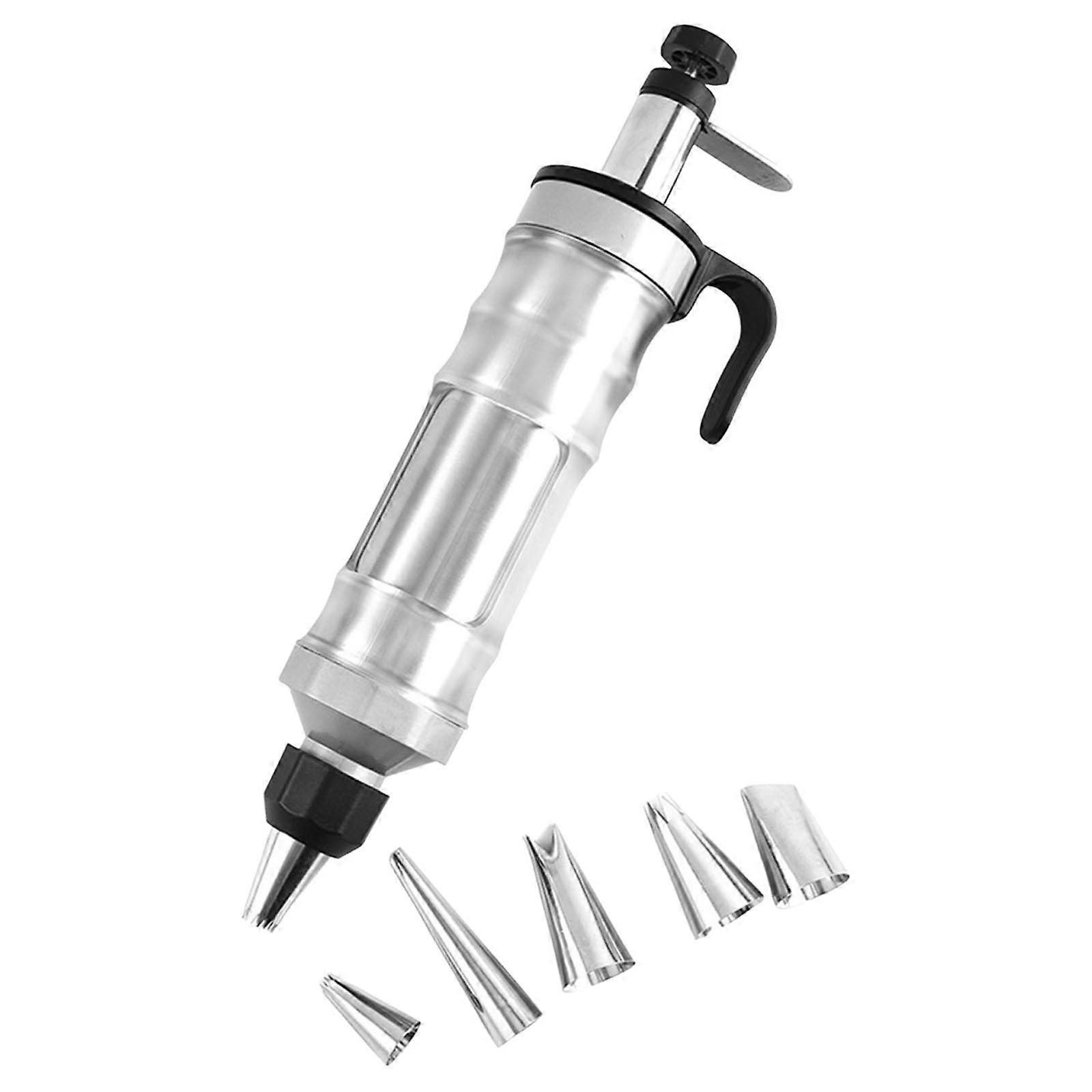 Practial Decorating Tool 400ml Stainless Steel Decorating Dispenser With Changeable Nozzles For Pastry Art