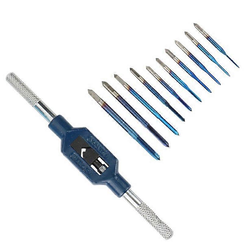 10Pcs M1-M3.5 Thread Taps with Adjustable M1-M8 Wrench
