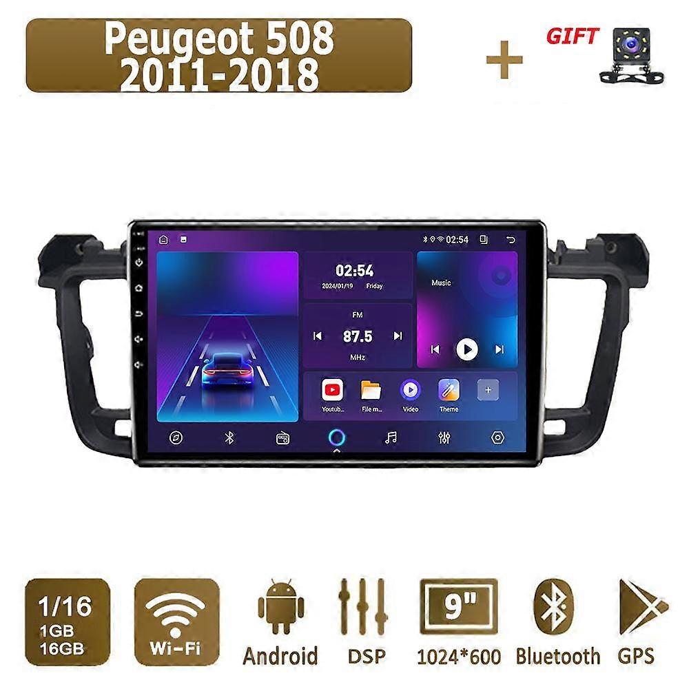 Android Car Radio For Peugeot 508 2011-2018 Multimedia Player Head Unit Stereo GPS Navigation BT WIFI 1+16GB