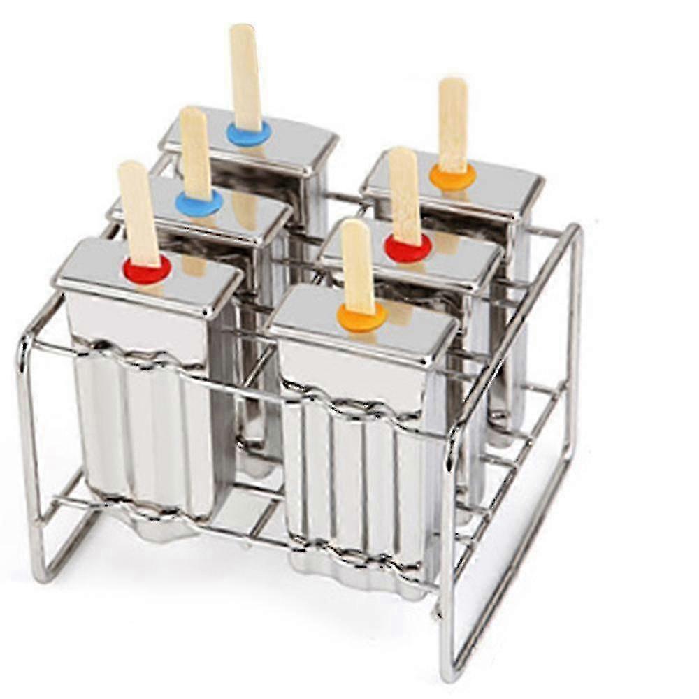 6 Grid Rustfritt stål DIY iskremform for ispinner og isbiter