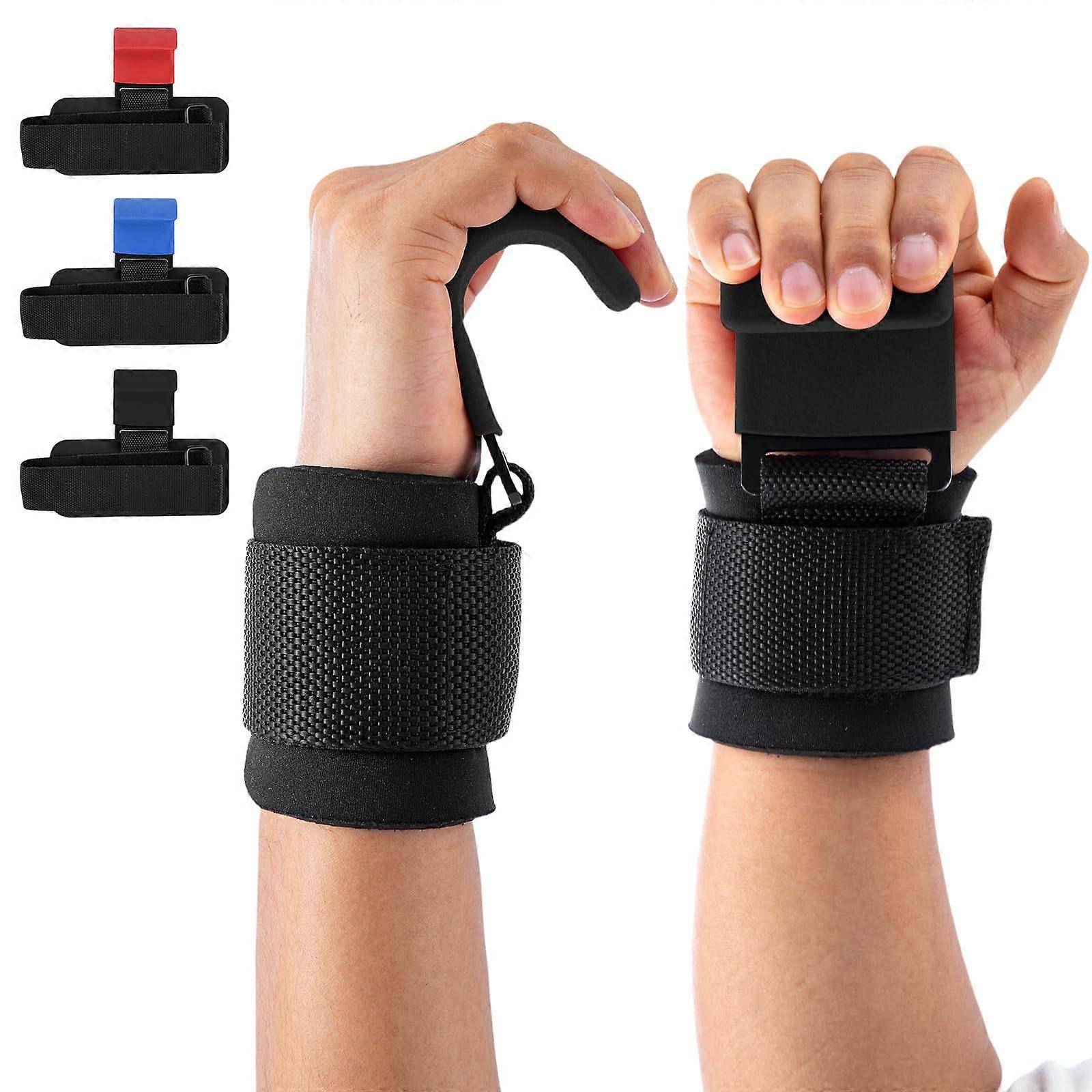 Rubber Coated Lifting Straps for Strength Training, NonSlip Grip Hooks for Gym