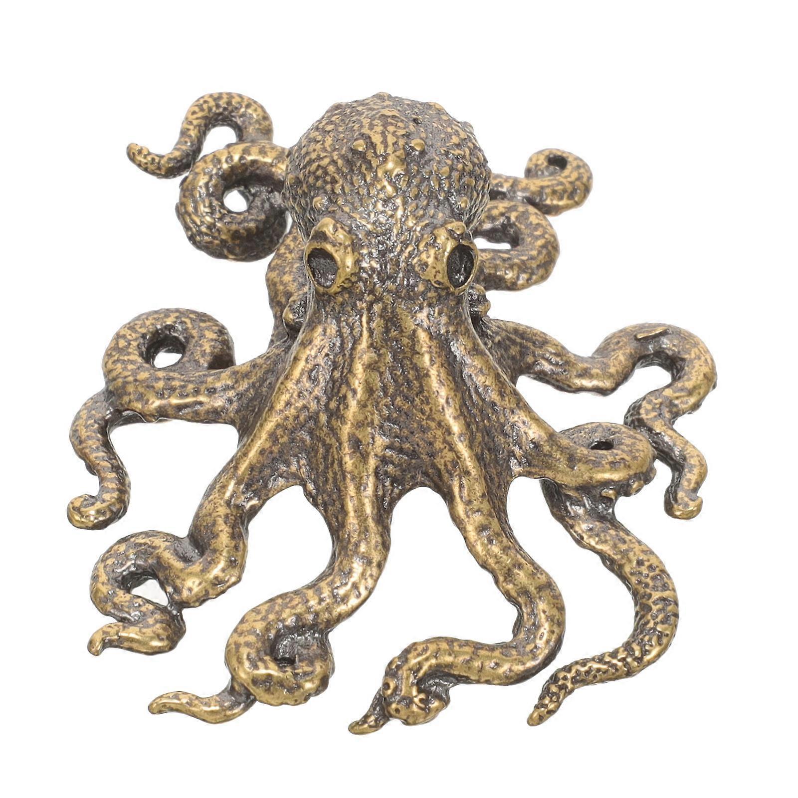 Vintage Copper Octopus Figurine, Lifelike Miniature Statue for Desktop Decor, Creative Ornament with Delicate Details, Unique for Friends and Family