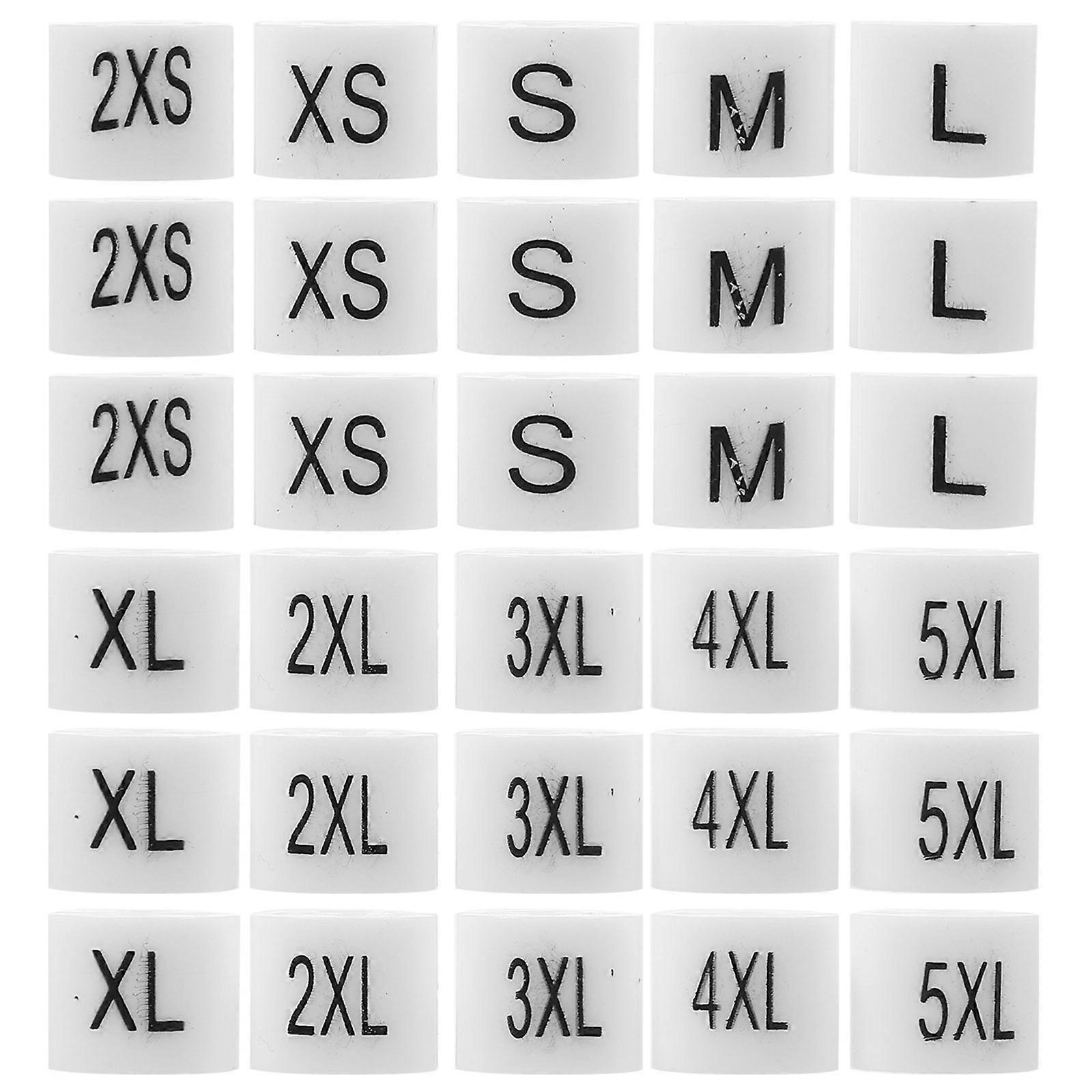 200pcs Frosted Plastic Clothing Hanger Markers – Round Button Labels with White Background & Black Text for Organizing Clothes, Suitable for Retail