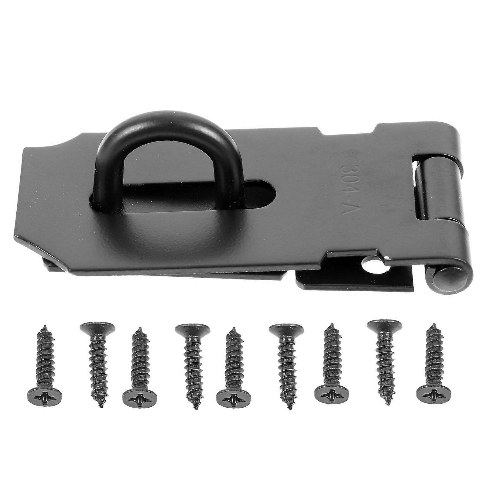 Sturdy Black Stainless Steel Lock Plate Multi Function Replaceable Cabinet Lock for Doors, Windows, Sheds, and Cabinets – Easy Installation, Wear