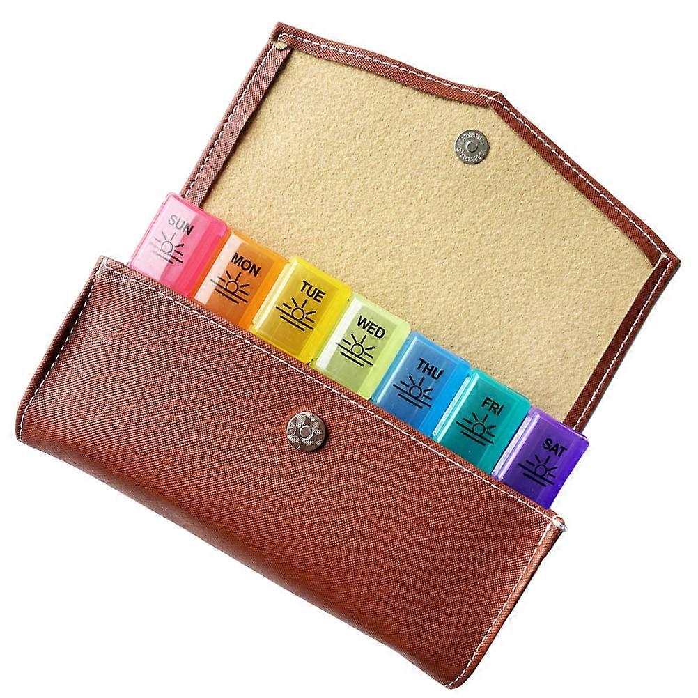 1 Set Multiple Grid Pills Box PU Storage Bag Pills Storage Pouch Kit