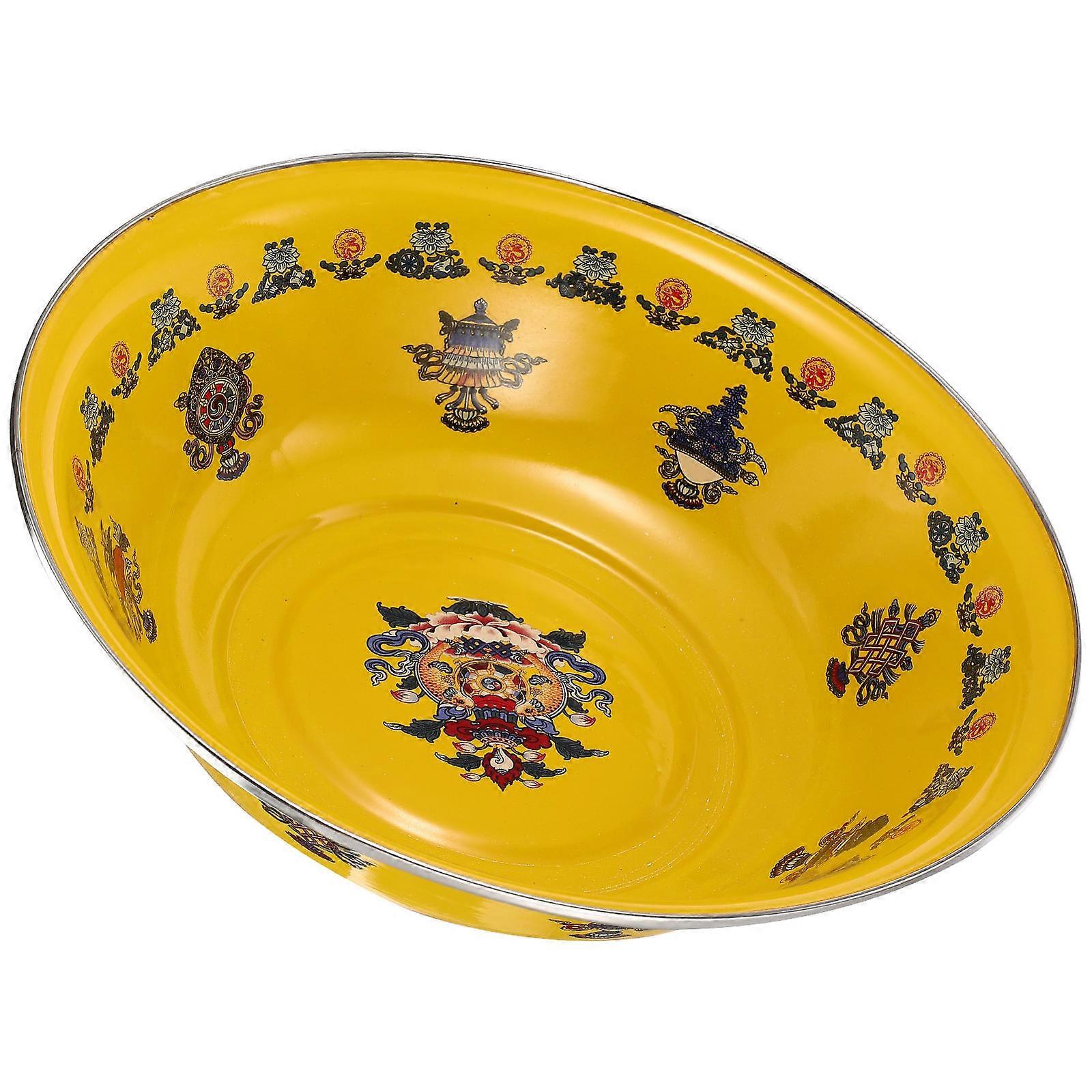 Soup Bowls Retro Enamel Basin Vintage Style Kitchen Use 30X30X8CM Food Storage 1Set