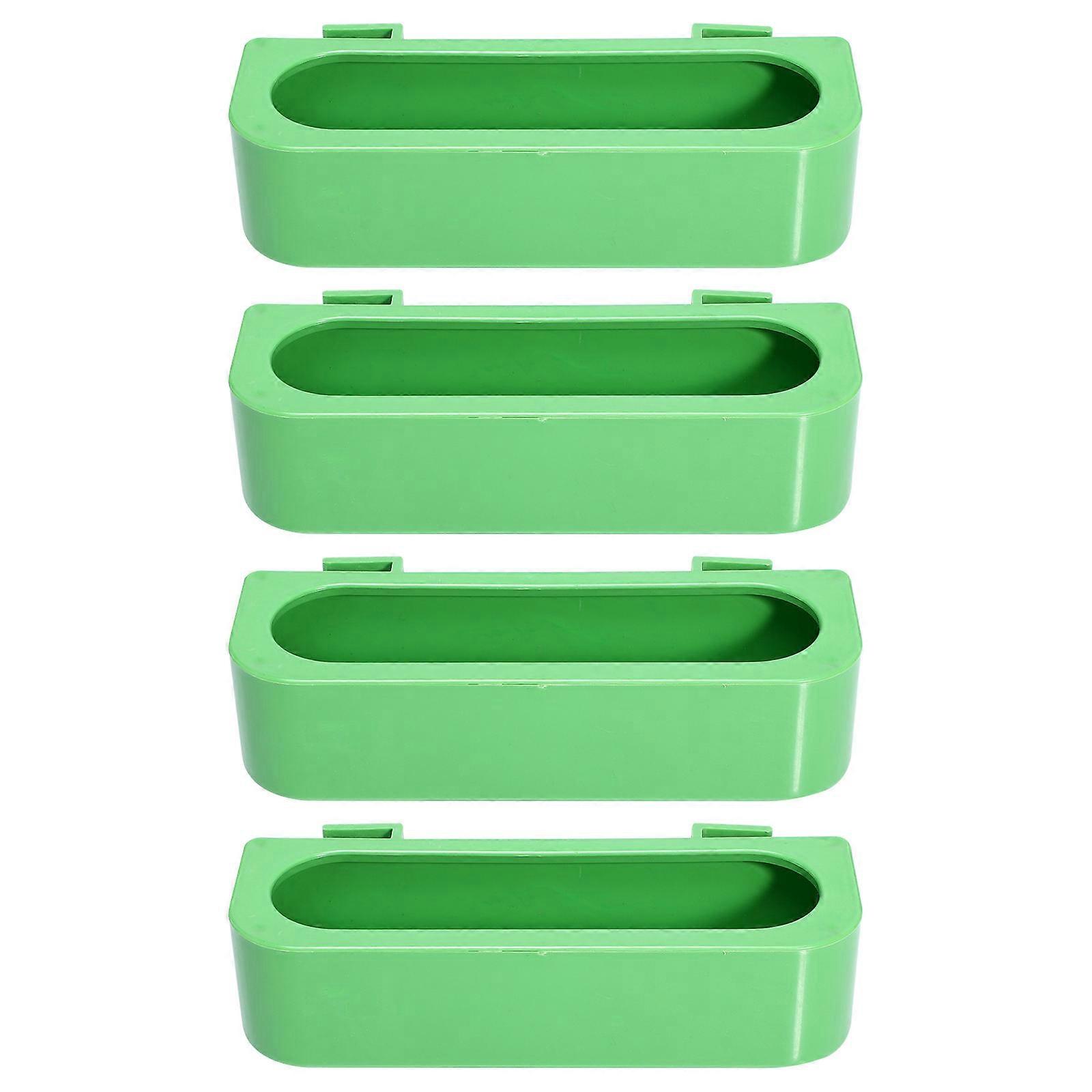 4Pcs Bird Feeders Food Boxes Water Cup Hanging Holders for Birds Supplies Green