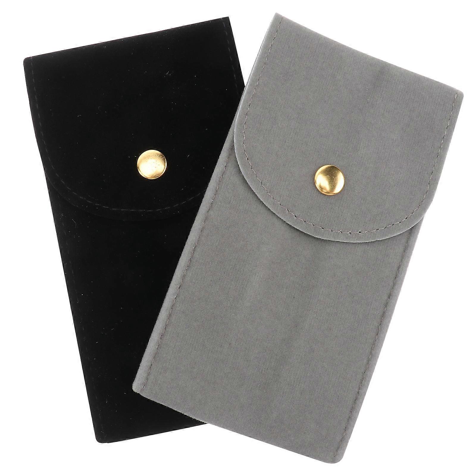 Storage Pouch with Soft Plush Material Simple Button Design for Watch Organization 2pcs