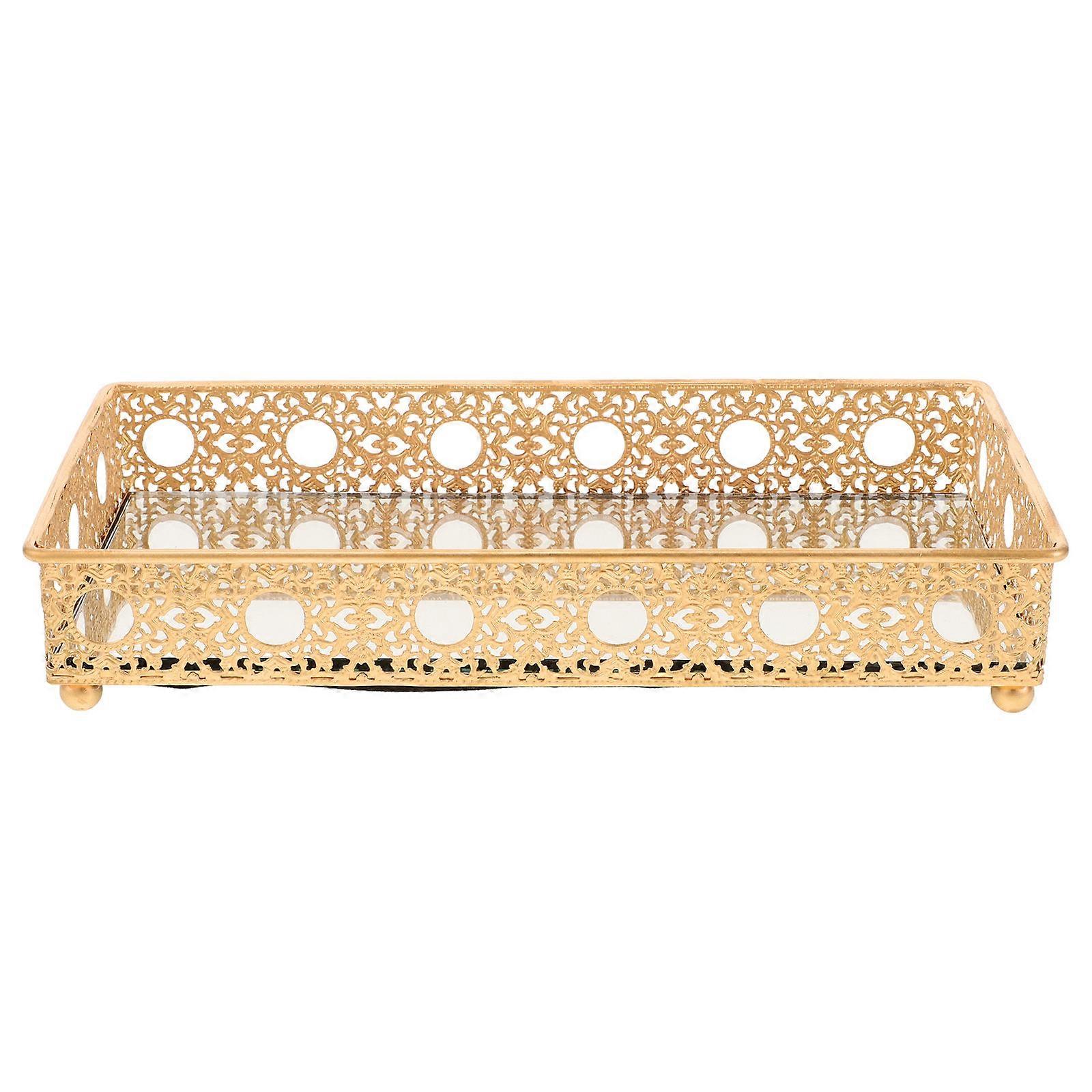 Dressing Table Tray Mirror Vanity Tray Elegant European .4 5.0 1.8in Square Organization 1Set