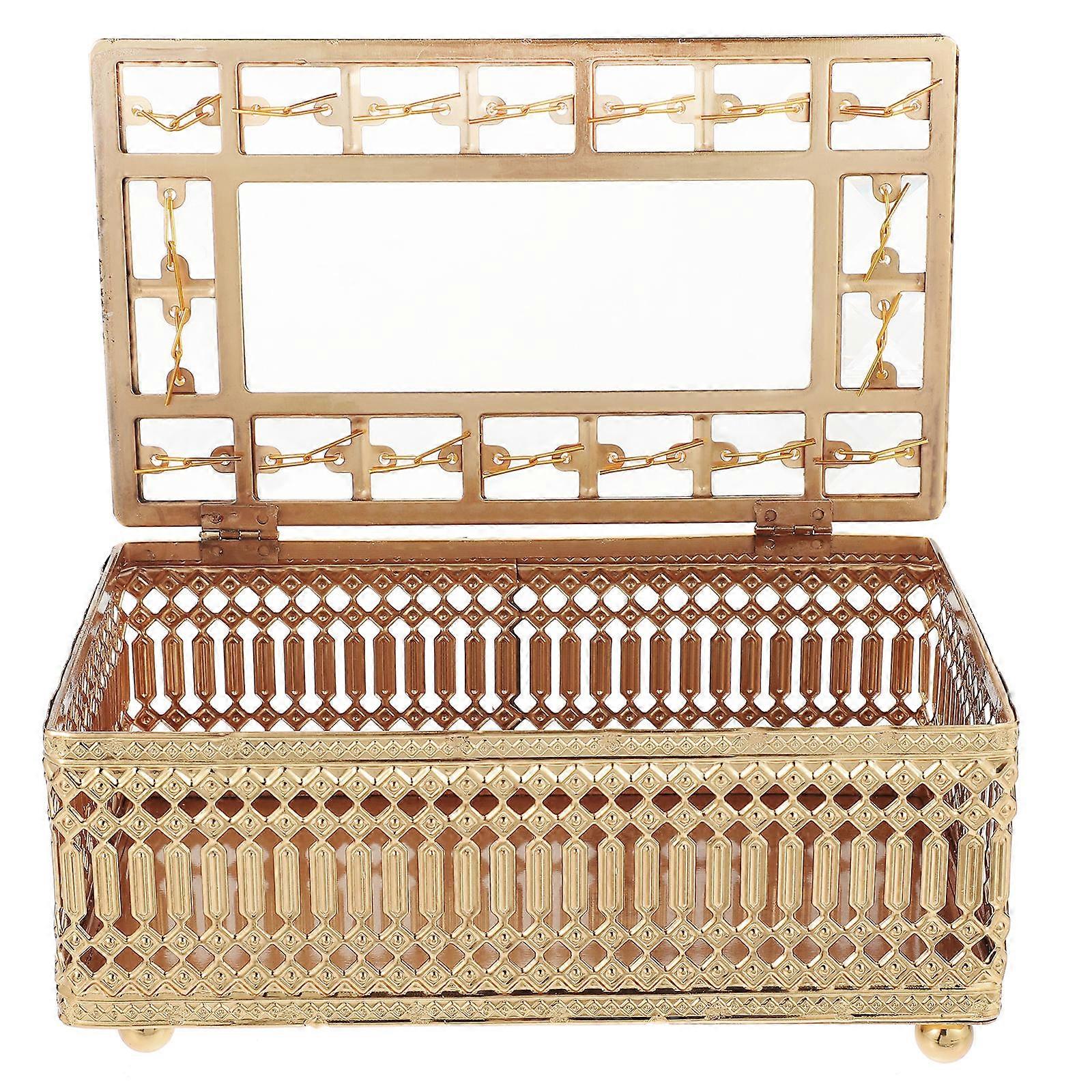 Tissue Box European Style Luxury Crystal Alloy Decorative Home Office Use 1Pcs