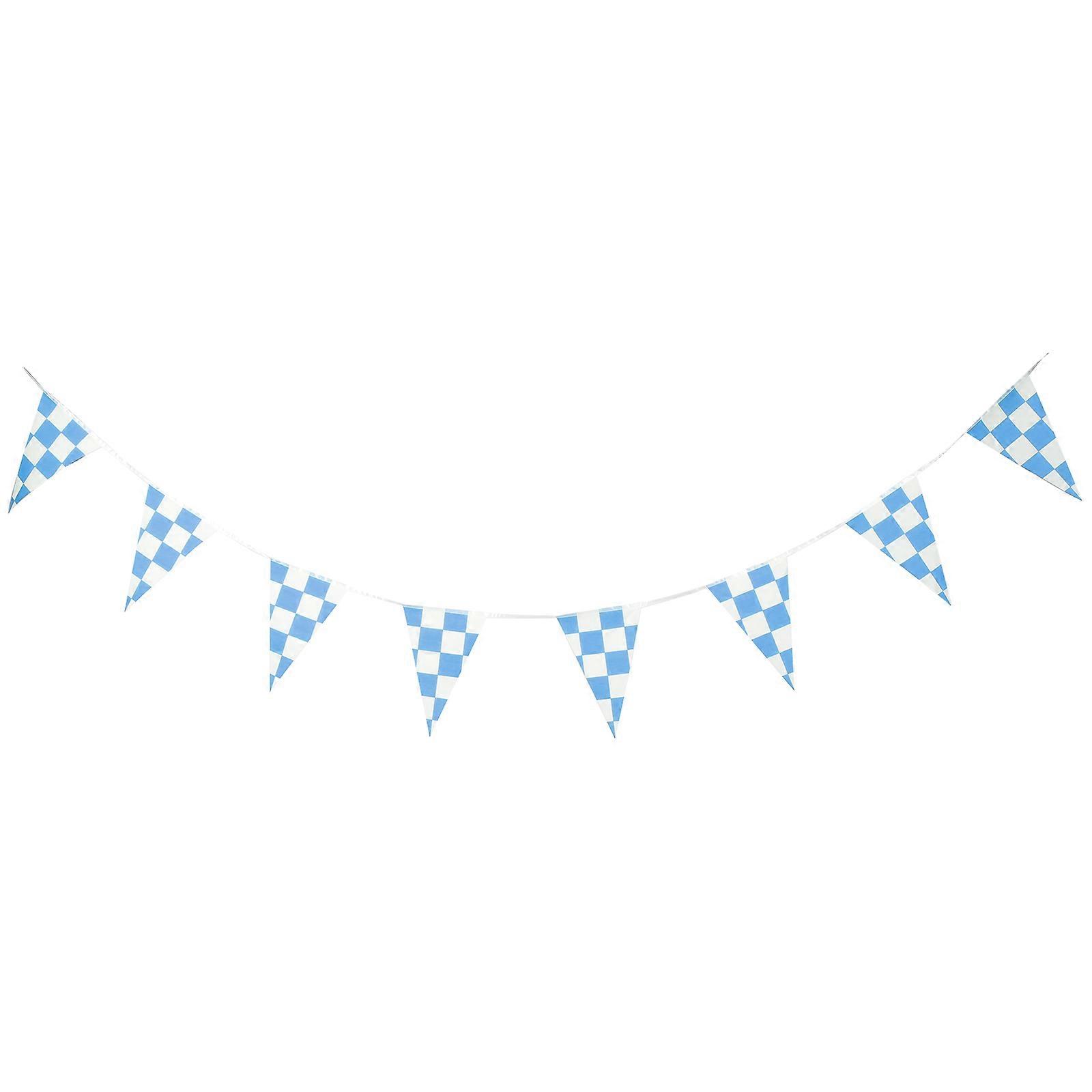 Checkered Race Flag Racing Signal Flag Hanging Car Banners Blue White 7m Long 20 Flags Per String Decoration 1Pack