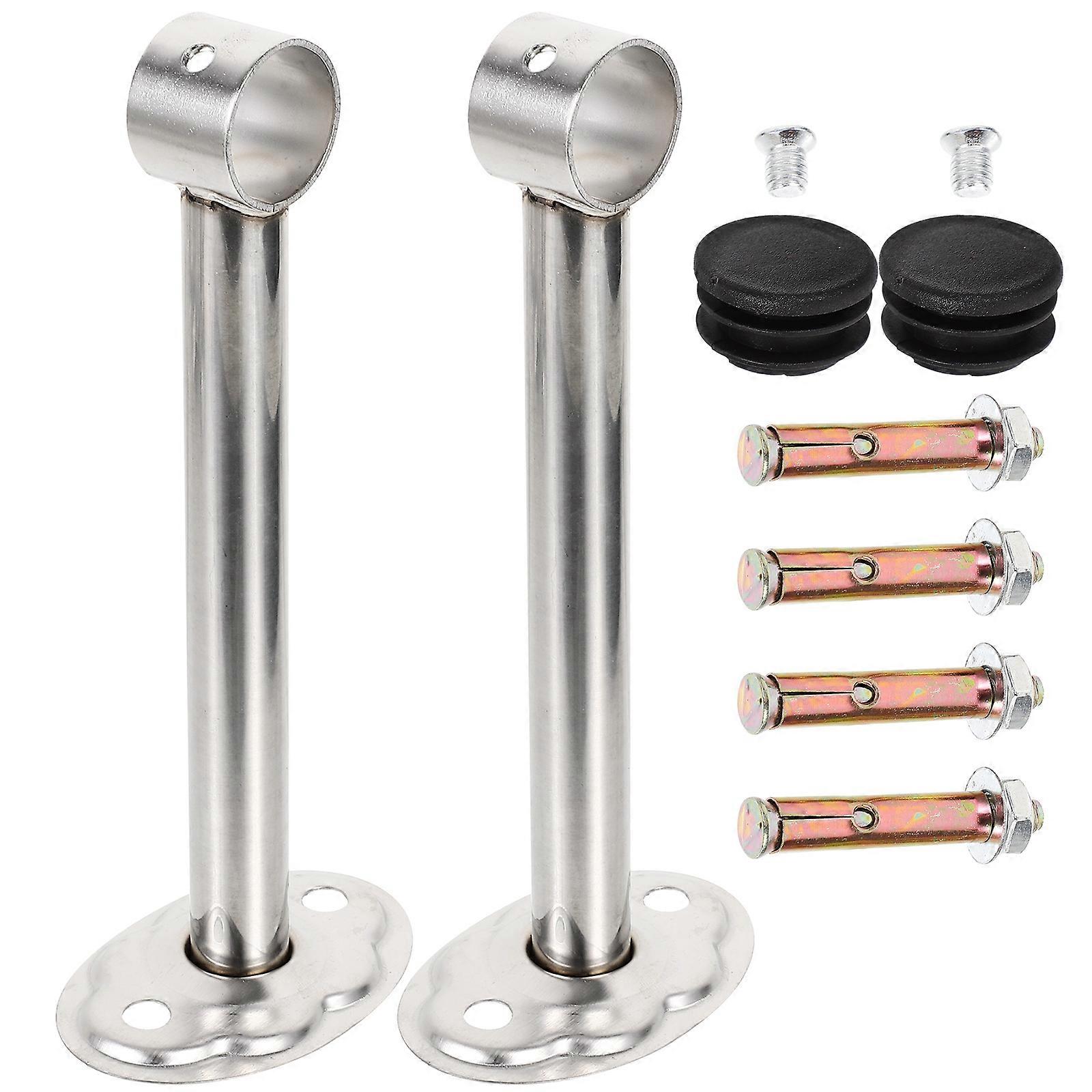 Stainless Steel Clothes Rod Socket Bracket for Wardrobe, Pipe Holder for Curtains, Laundry Drying & Closet Support, Lightweight & Stable, Indoor &