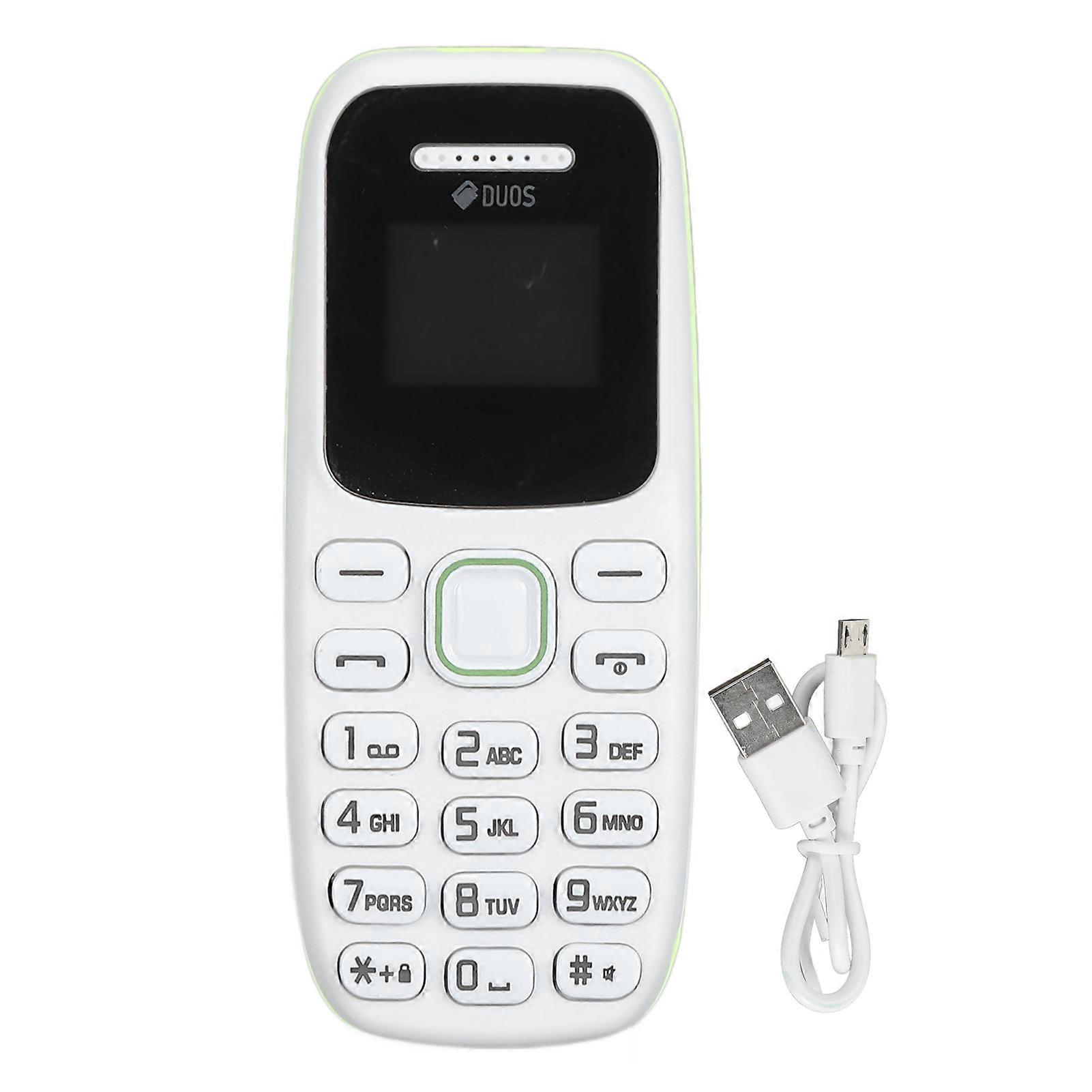 Unlocked 2G Senior Phone 0.66 Inch Screen Dual SIM GSM Mini Phone Music Player Bluetooth Earphone Big Buttons Multi-Language Support 380mAh White