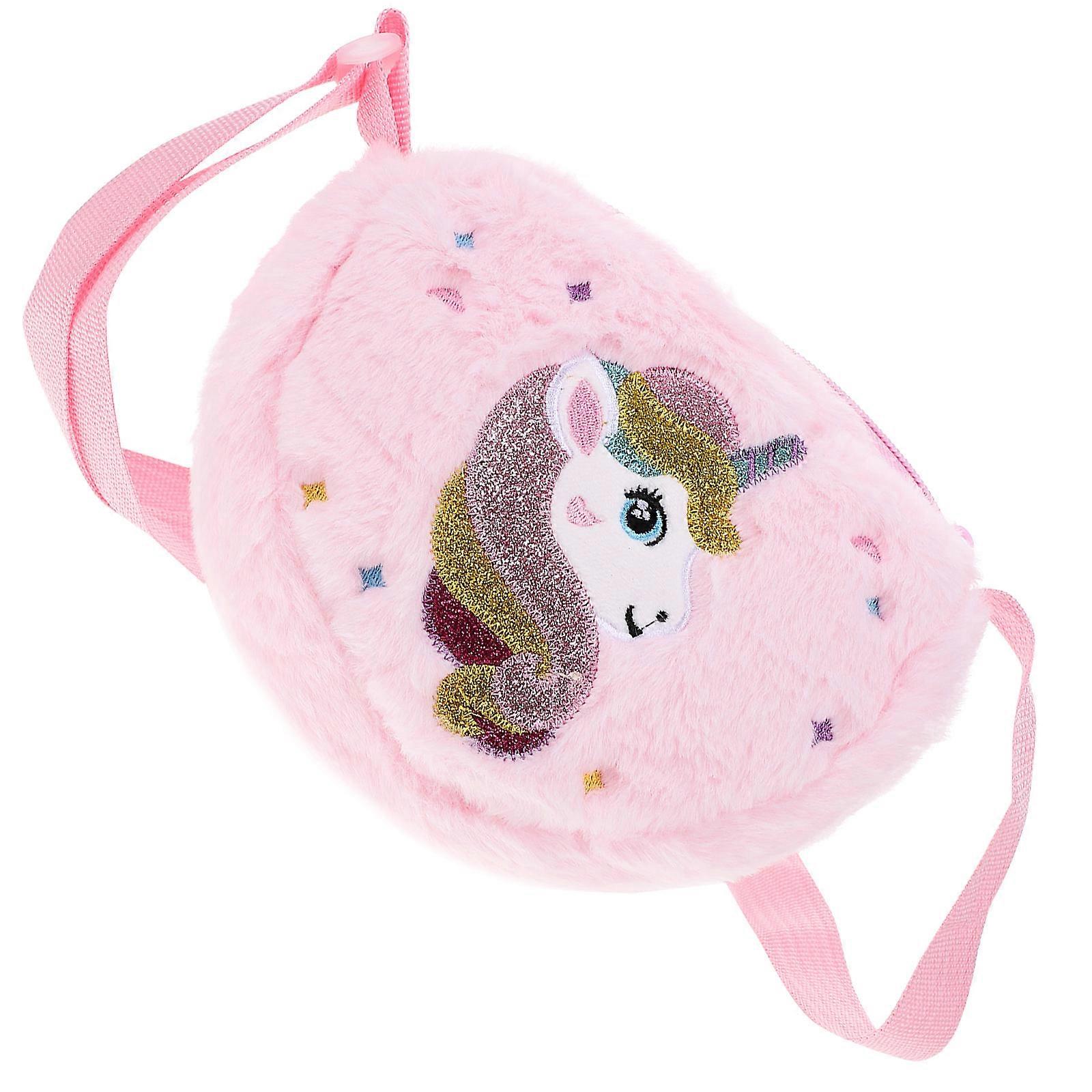 ユニコーンぬいぐるみショルダーバッグ女の子のためのかわいいデザインピンク19X15CMクロスボディバッグ1個